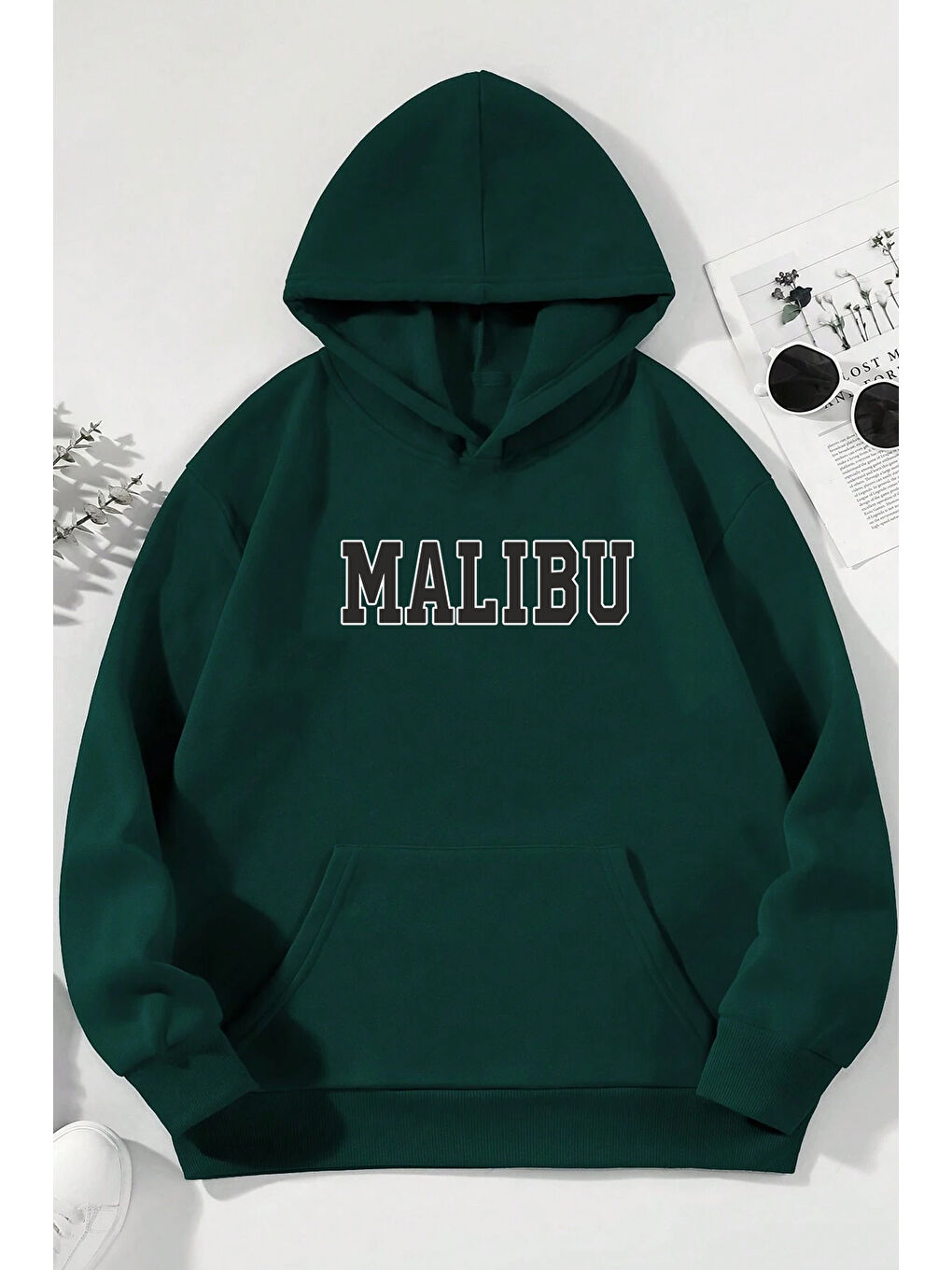 uyguntarz Yeşil Unisex Malıbu Baskılı Oversize Sweatshirt