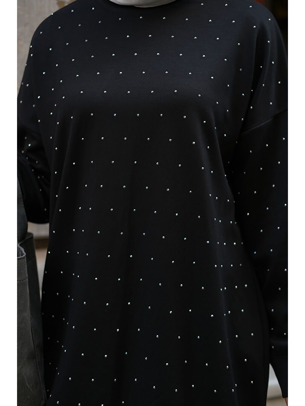 Kadın Taş Detay Tunik Siyah-4