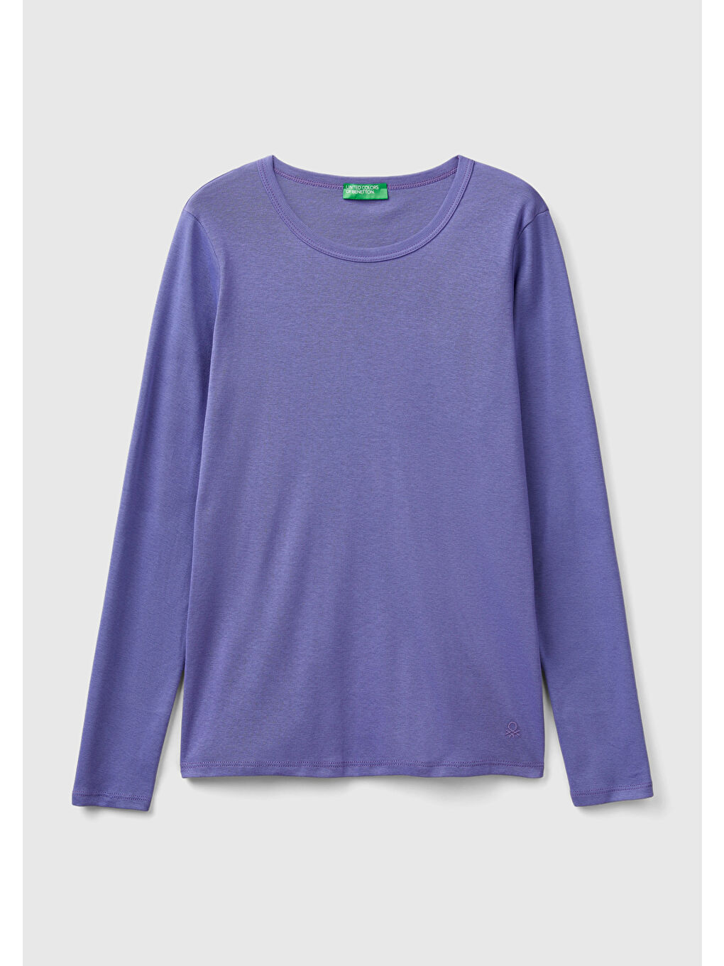 Kadın Mor Basic Bisiklet Yaka Uzun Kollu Tişört-1