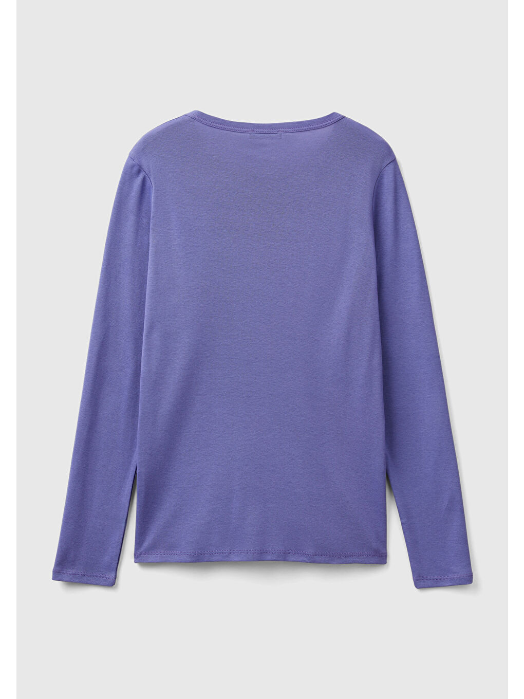 Kadın Mor Basic Bisiklet Yaka Uzun Kollu Tişört-3