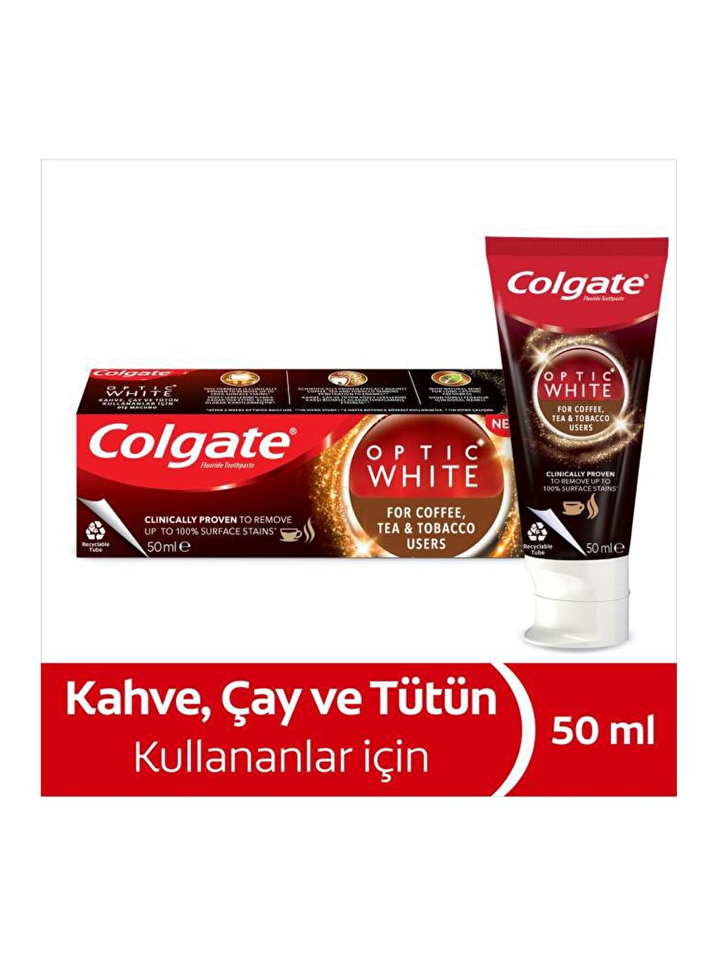 Colgate Beyaz Optic White Kahve Çay Ve Tütün Kullanıcıları Için Diş Macunu 4x 50 Ml - 1