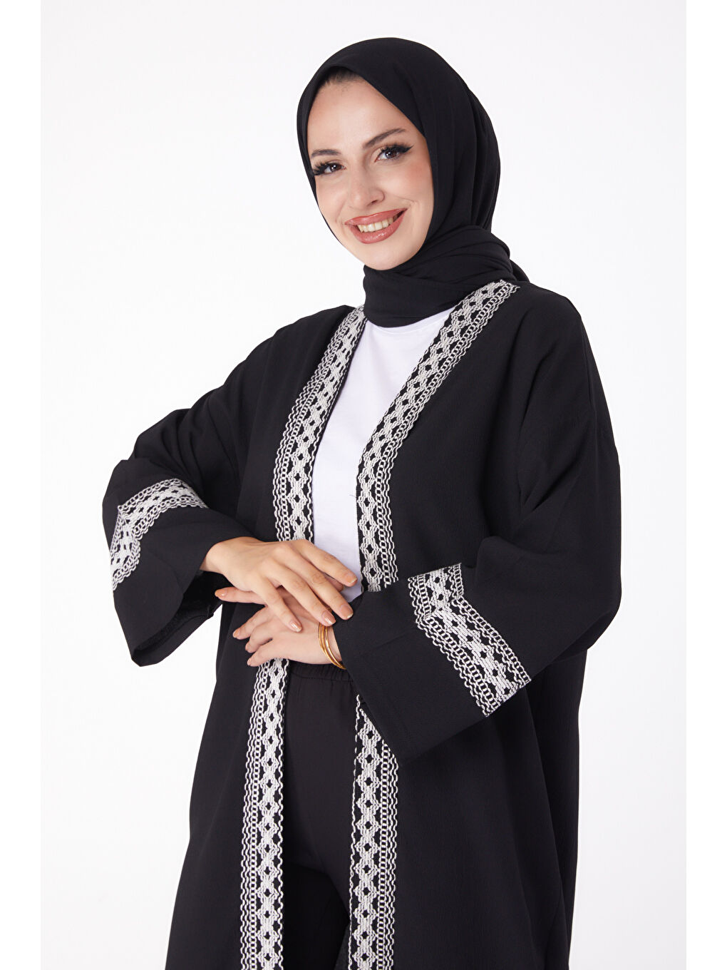 TOFİSA Düz Orta Kadın Siyah Kimono - 13296 - 1