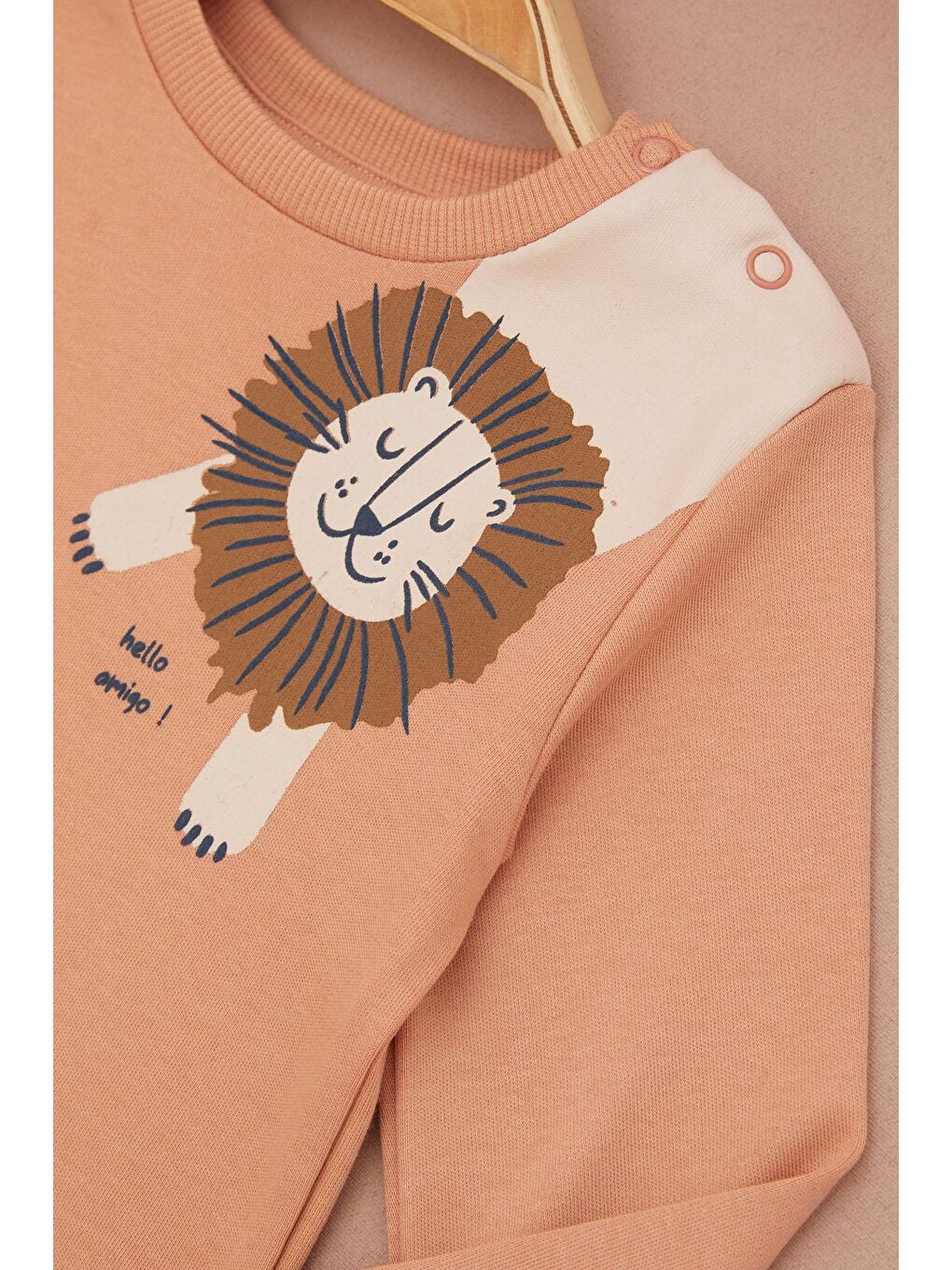 Kahverengi Kahve Aslan Baskılı Yazılı Erkek Bebek Takımı 17399-1