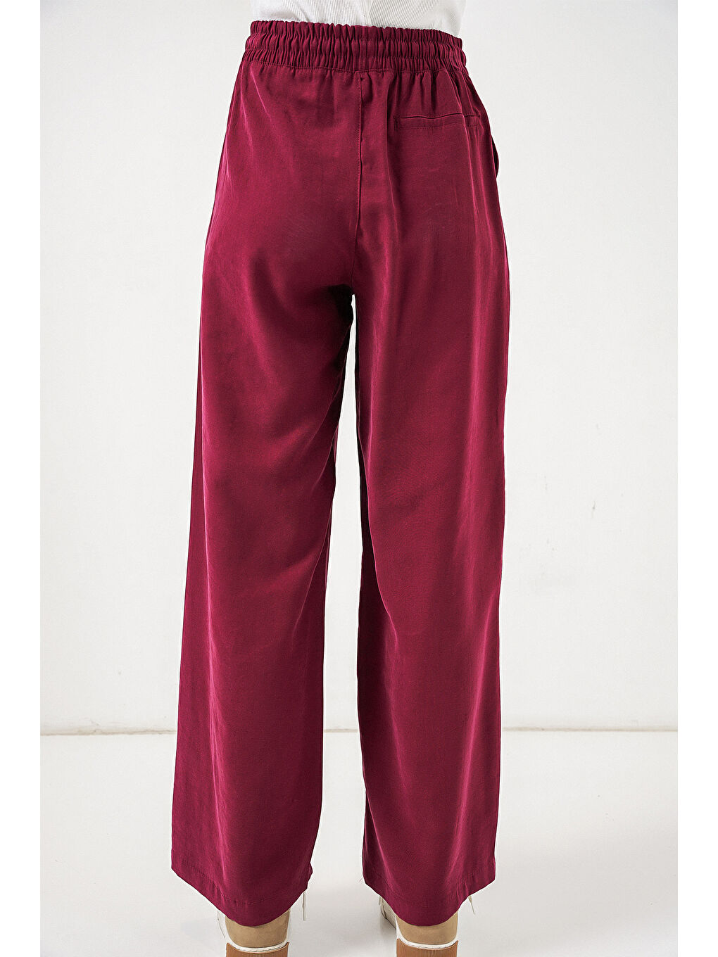 Kadın Yüksek Bel Geniş Paça Pantolon 30097 - Bordo-5