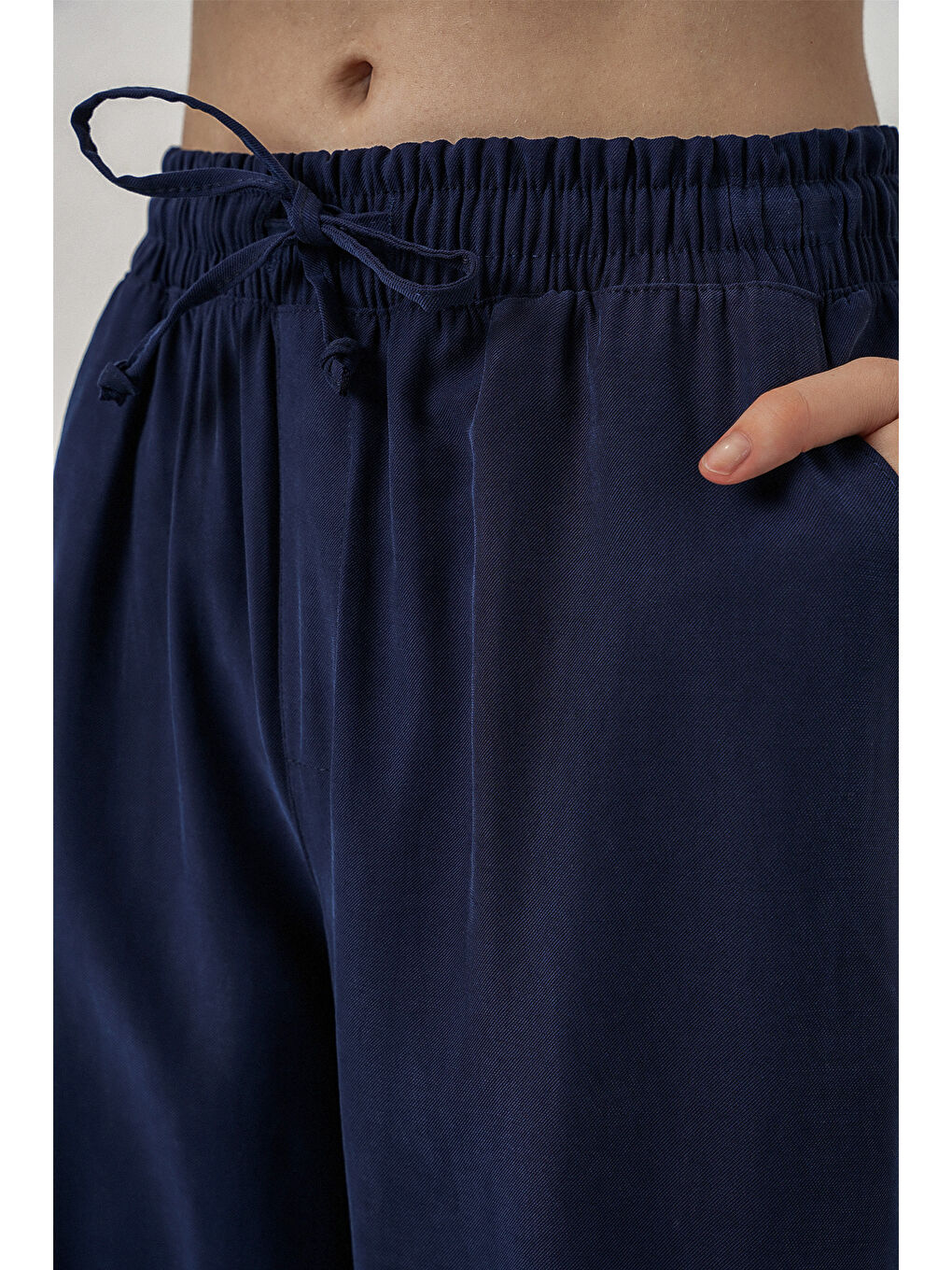 Kadın Yüksek Bel Geniş Paça Pantolon 30097 - Lacivert-4