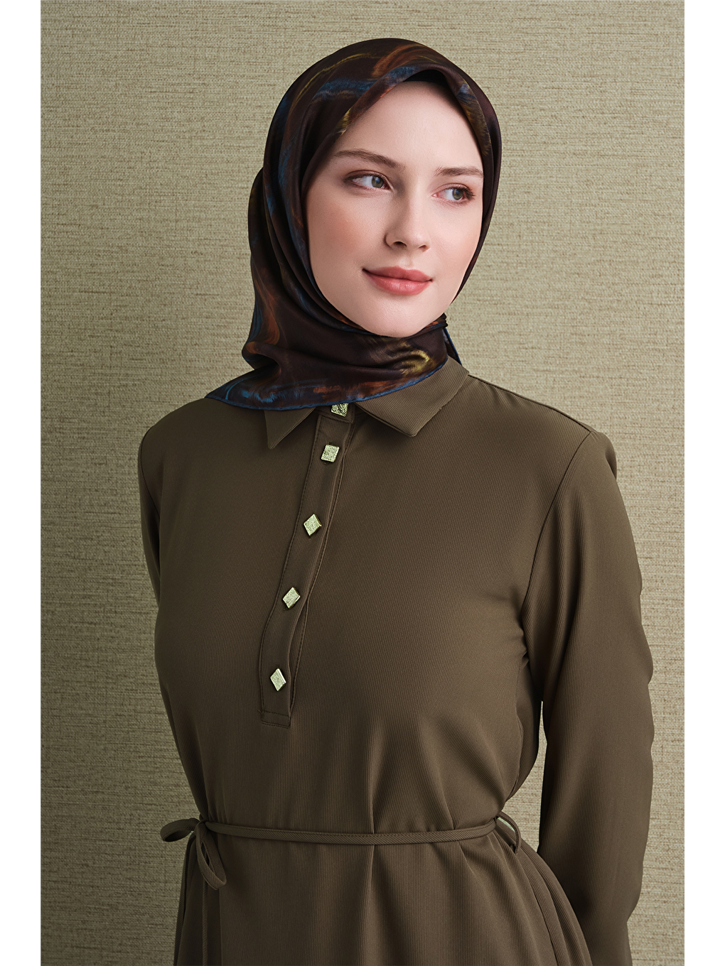 Kahverengi Saf İpek Twill Eşarp 9602d 33
