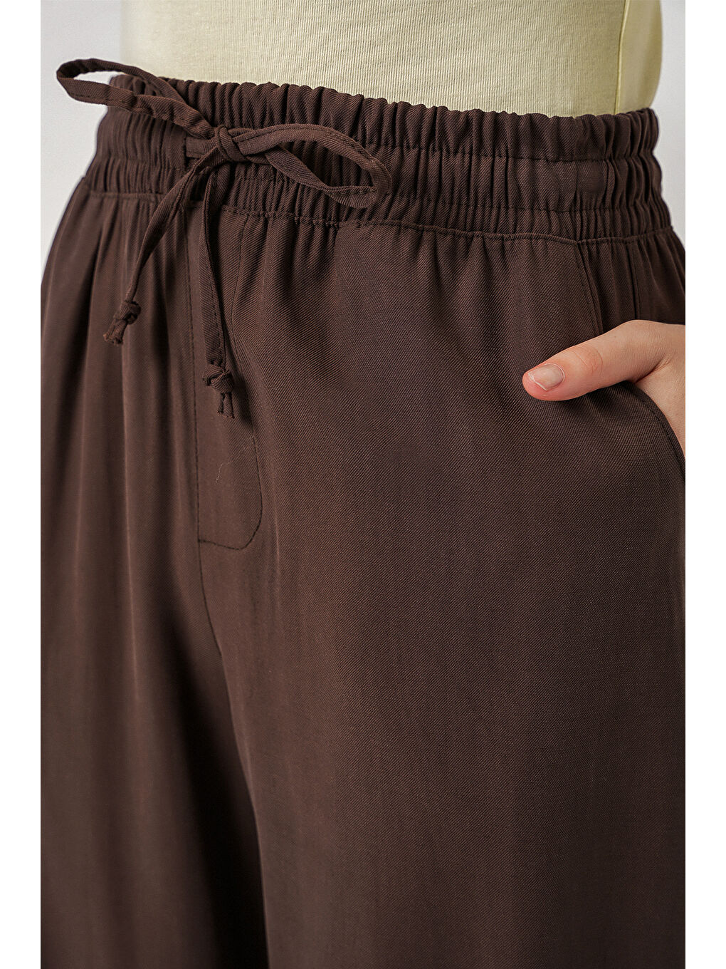 Kahverengi Kadın Yüksek Bel Geniş Paça Pantolon 30097 - A.Kahve-4
