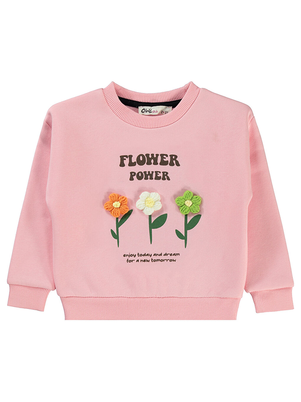 Civil Açık Pembe Girls Kız Çocuk Sweatshirt 2-5 Yaş Açık Pembe