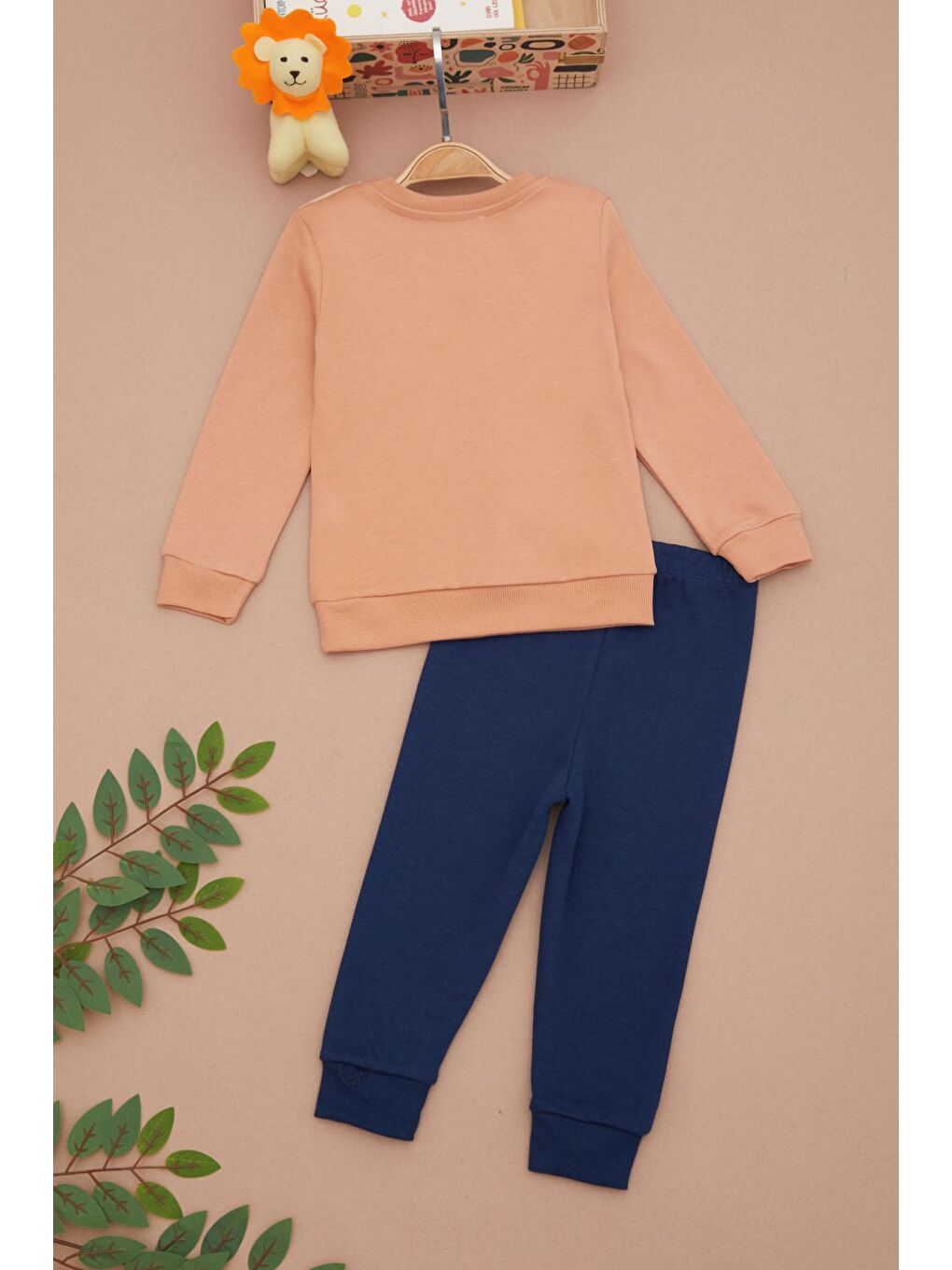 Kahverengi Kahve Aslan Baskılı Yazılı Erkek Bebek Takımı 17399-4