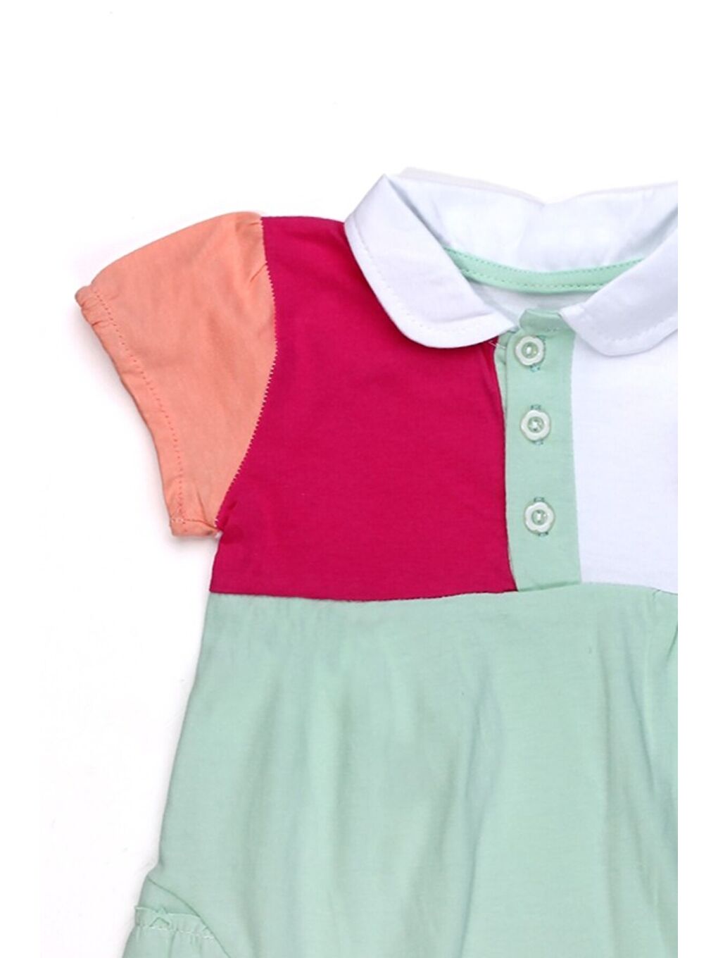 Turkuaz Kız Bebek Renkli Polo Yaka Tulum Yazlık Pamuk Bebek Tulum Şort Tulum-1