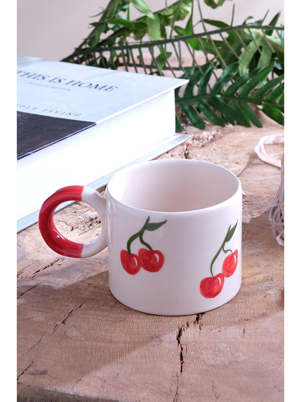 Znp Home Beyaz Strawberry | El Yapımı Seramik Kupa Fincan Bardak Mug Seramik Double Türk Kahve Fincanı