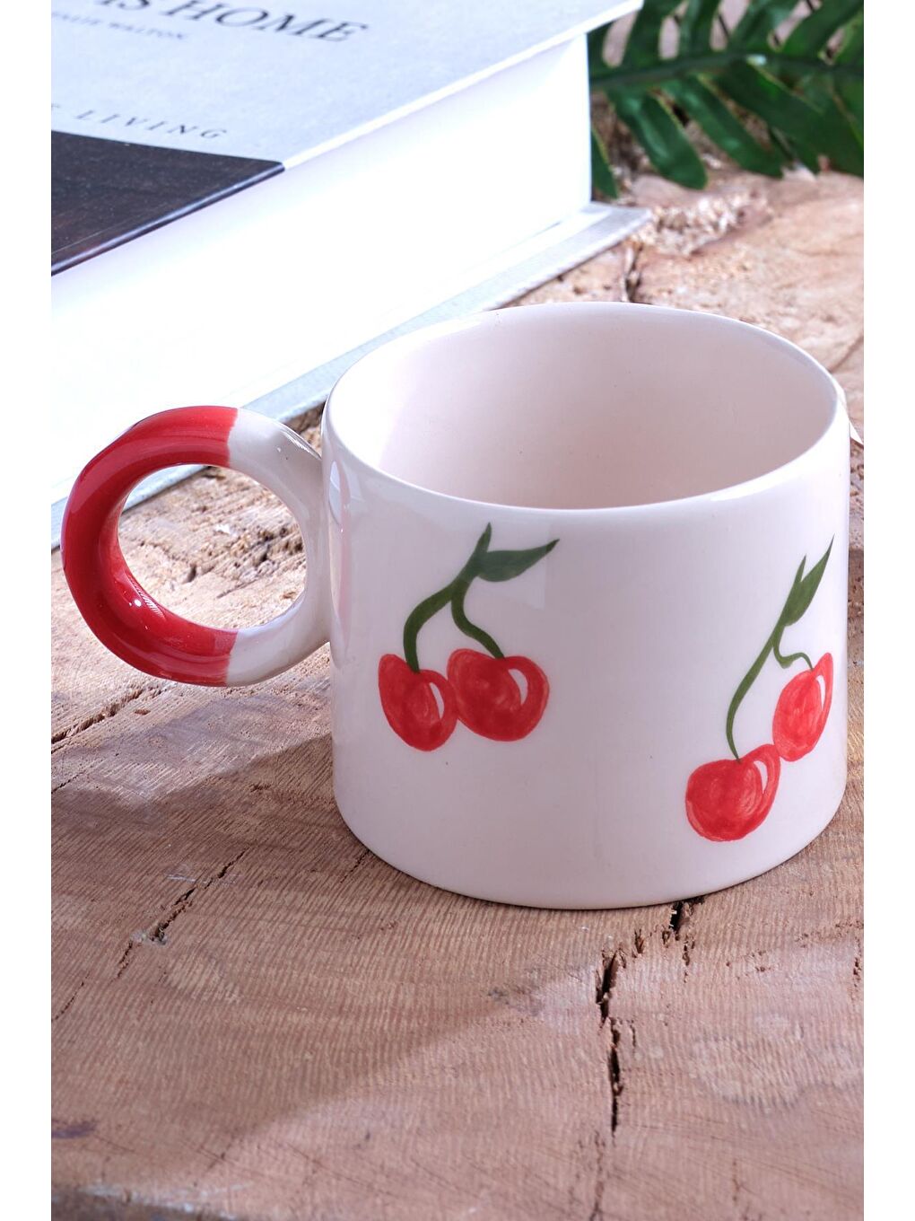 Znp Home Beyaz Strawberry | El Yapımı Seramik Kupa Fincan Bardak Mug Seramik Double Türk Kahve Fincanı - 1