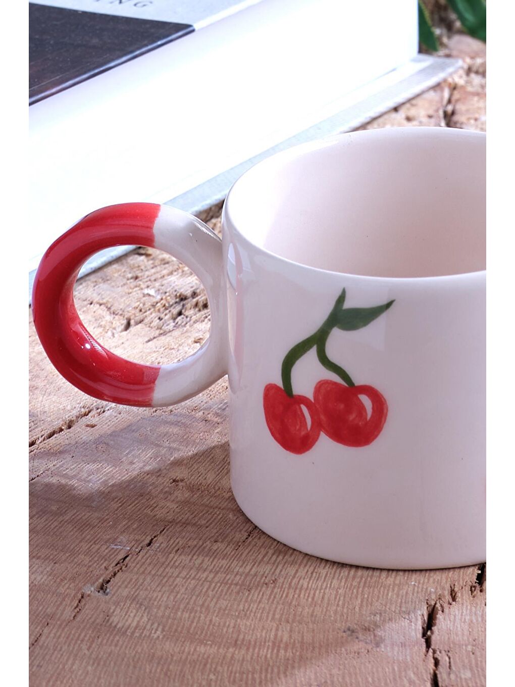 Znp Home Beyaz Strawberry | El Yapımı Seramik Kupa Fincan Bardak Mug Seramik Double Türk Kahve Fincanı - 2