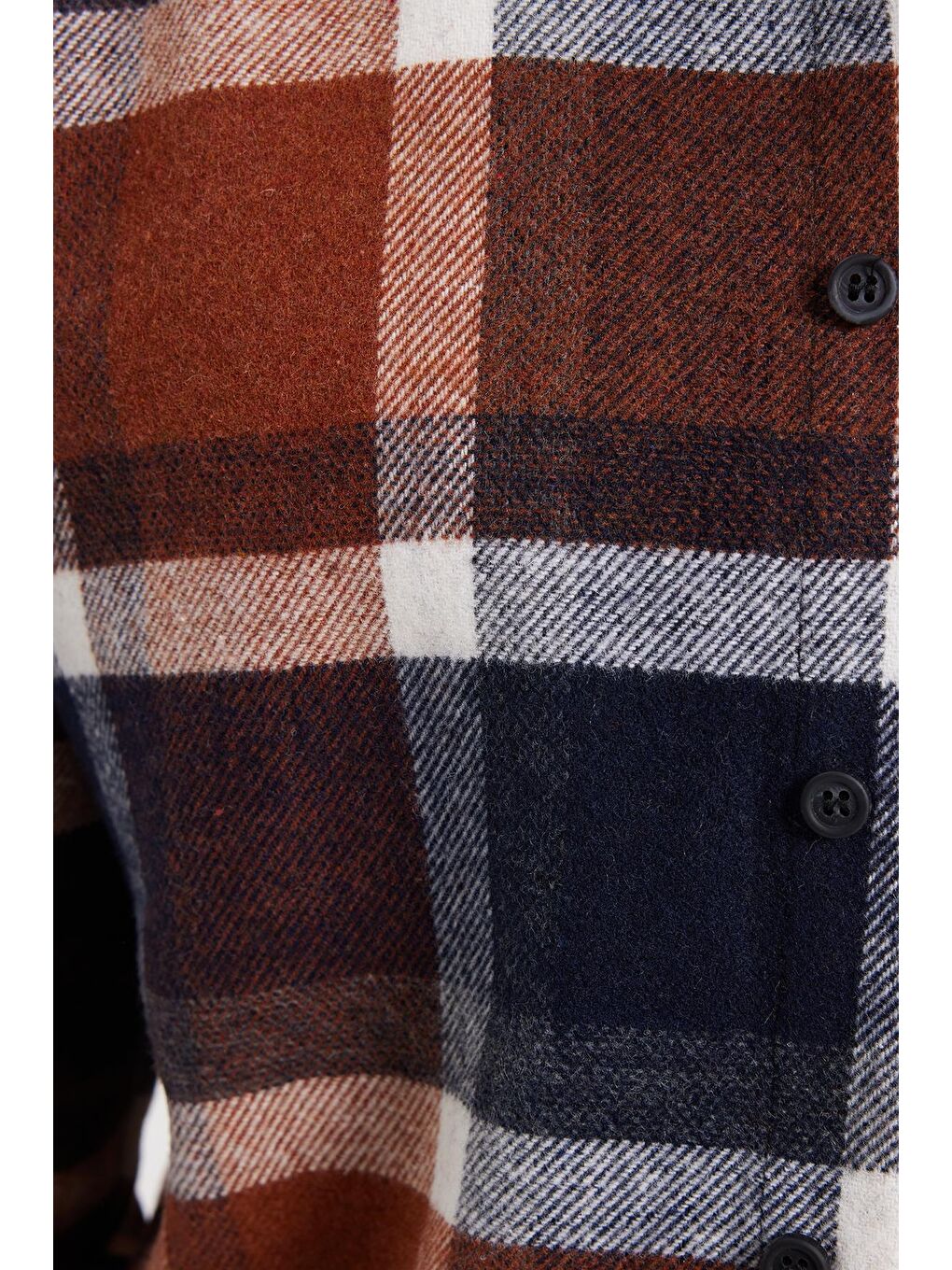 Kahverengi Erkek Slim Fit Dar Kesim Kareli Kışlık Oduncu Gömlek-4