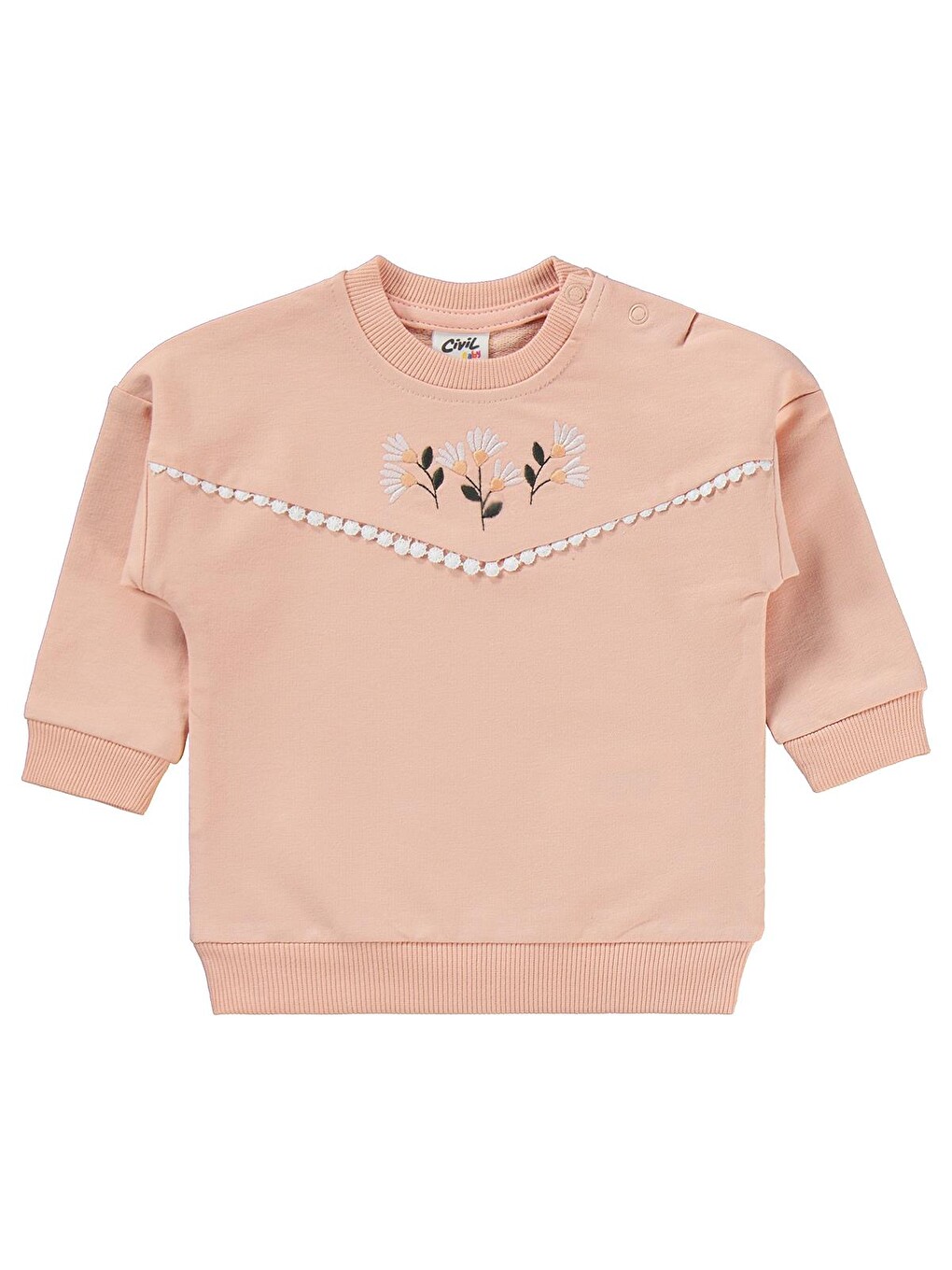 Pembe Baby Çiçek Nakışlı 6-18 Ay Takım - Pudra-1