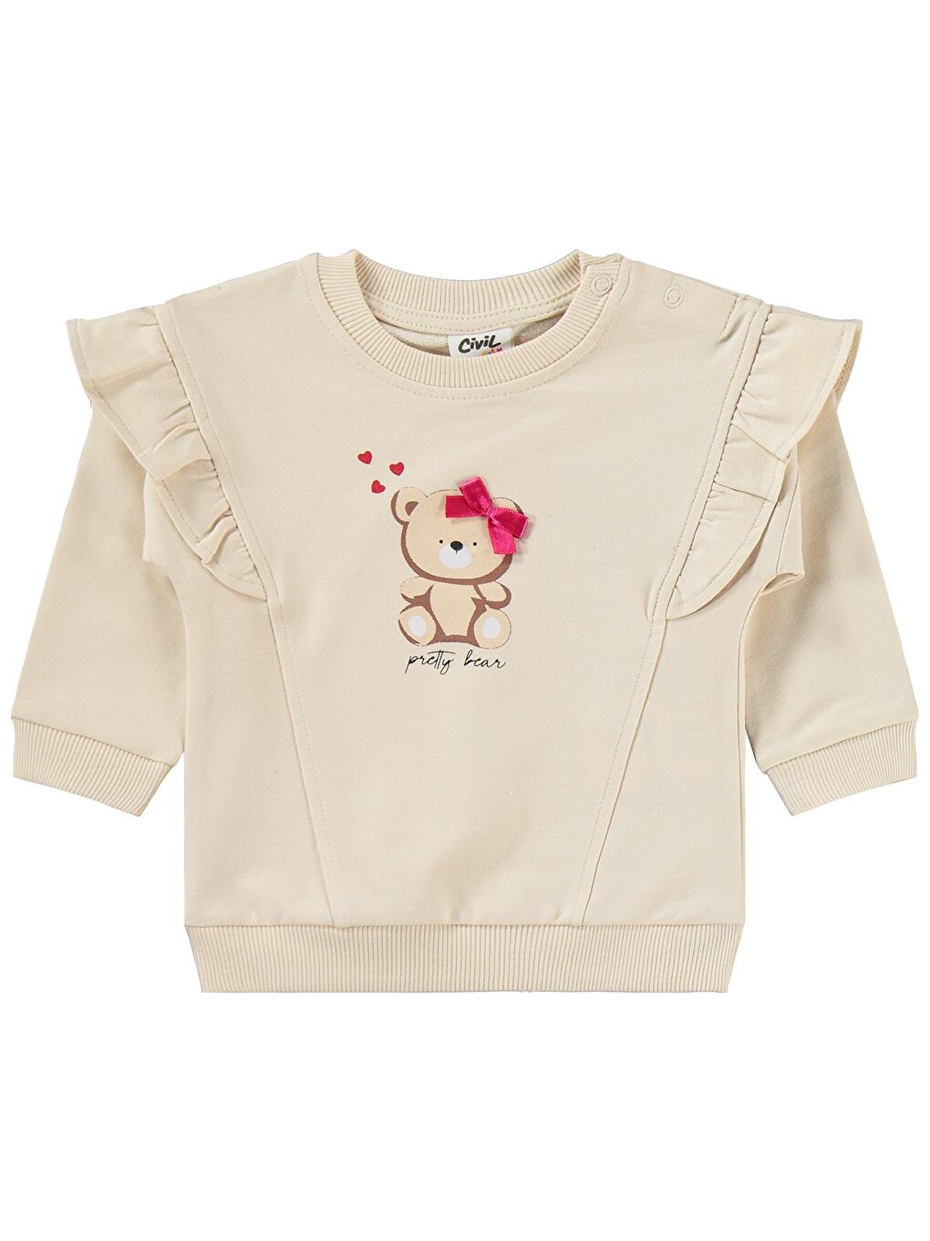 Baby Fiyonklu Ayıcık Baskılı 6-18 Ay Takım - Bej-2
