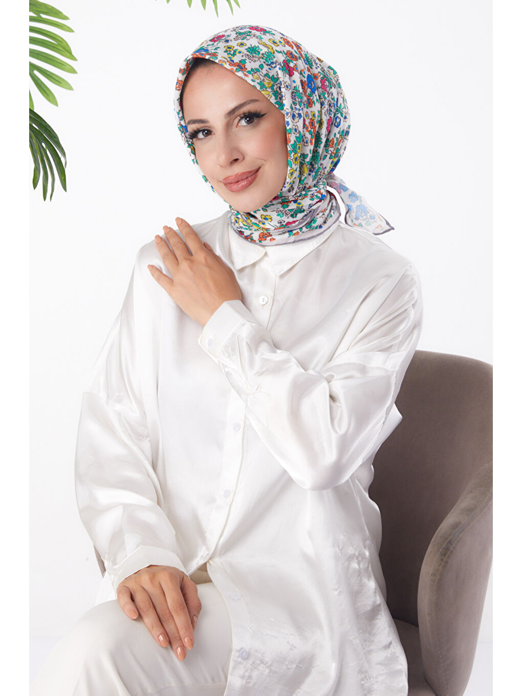 Orta Kadın Sarı Desenli Eşarp - 25977