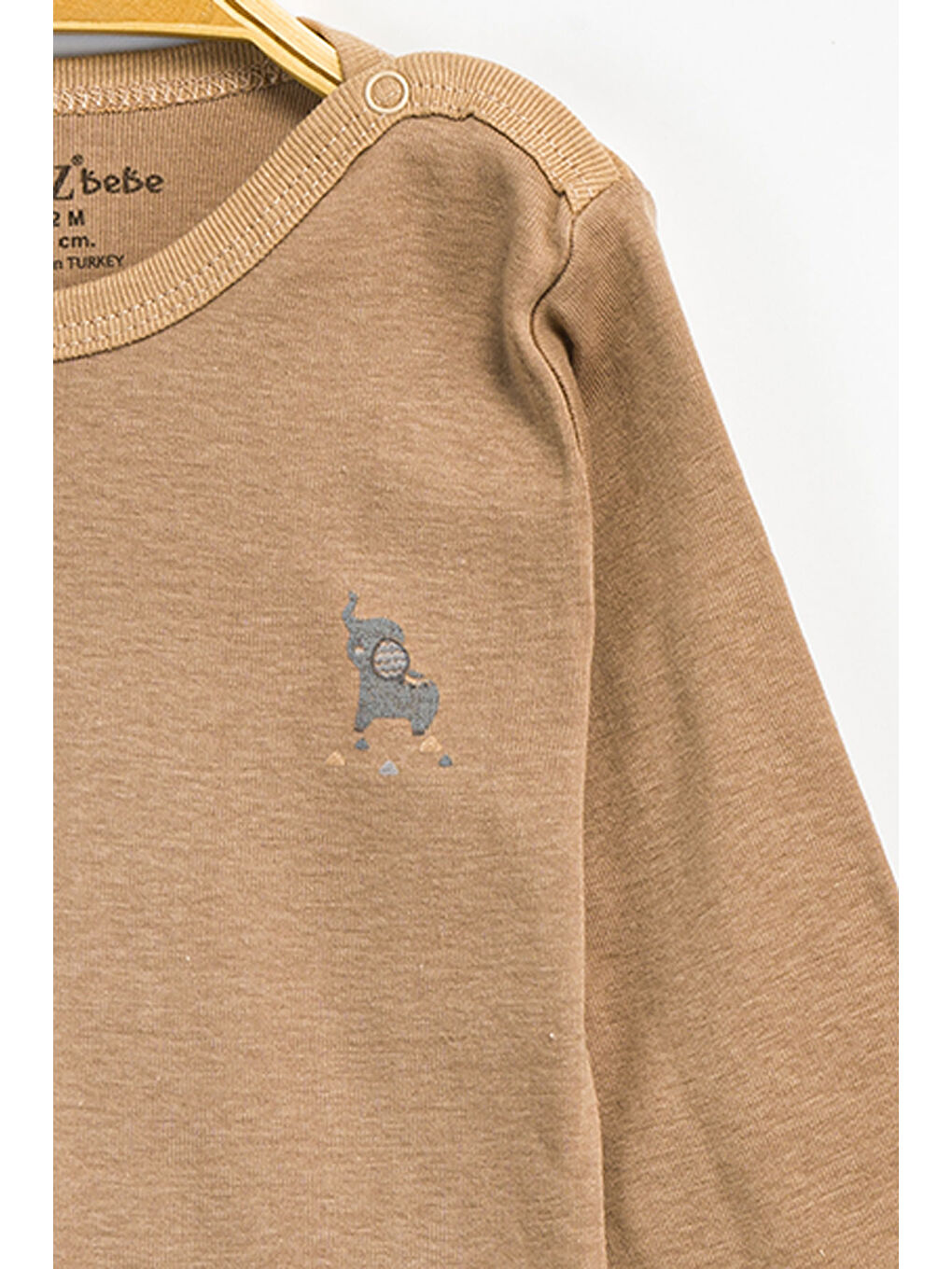 Kahverengi Erkek Kız Bebek Çıtçıtlı % 100 Pamuk Body & Zıbın 12 Ay - 36 Ay-2