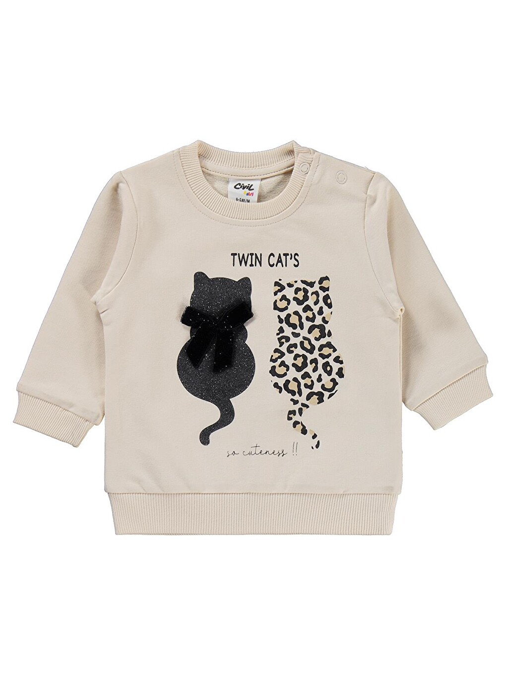 Baby Leopar Kedi Baskılı 6-18 Ay Takım - Bej-1