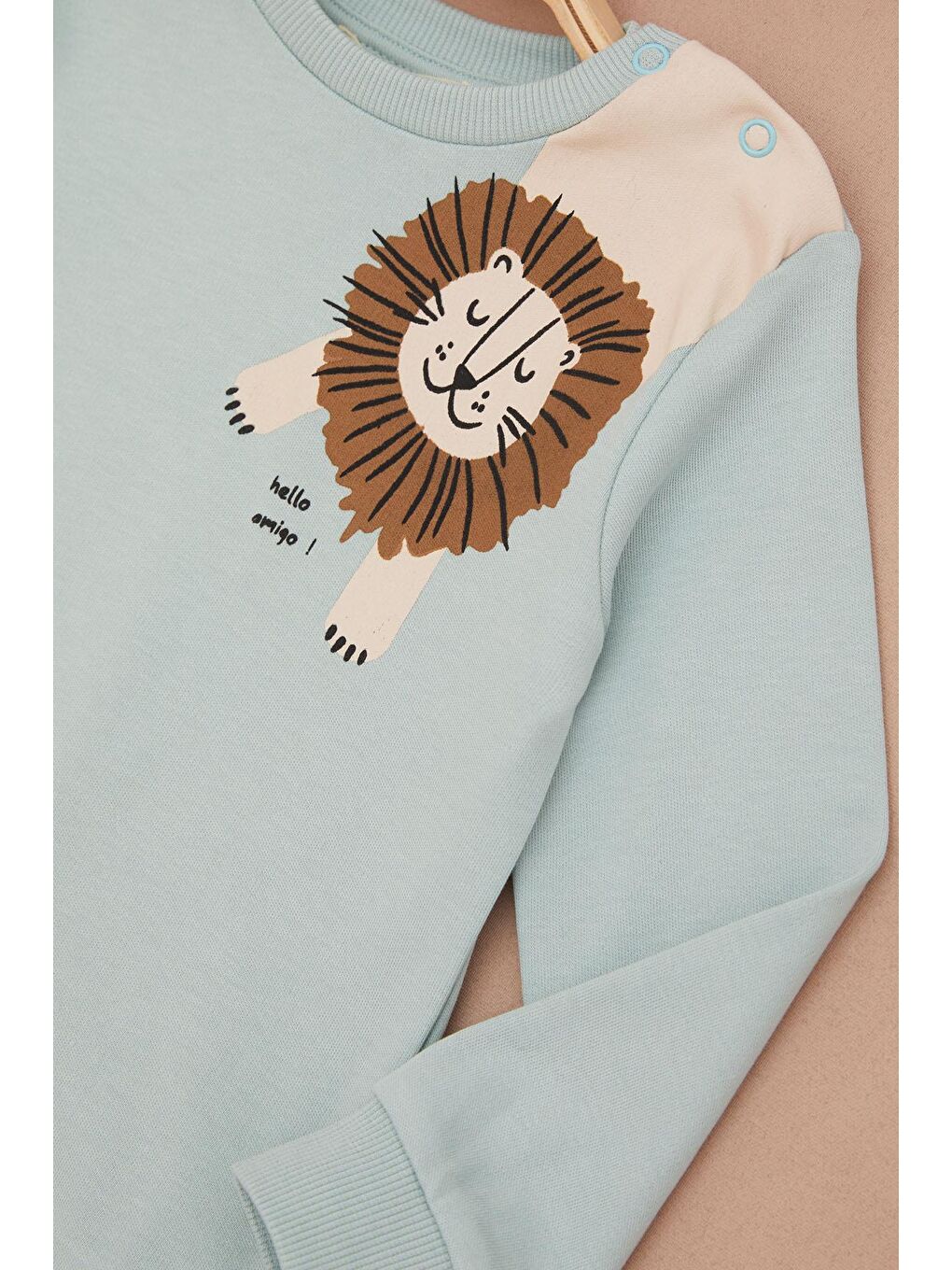 Yeşil Aslan Baskılı Yazılı Erkek Bebek Takımı 17398-1