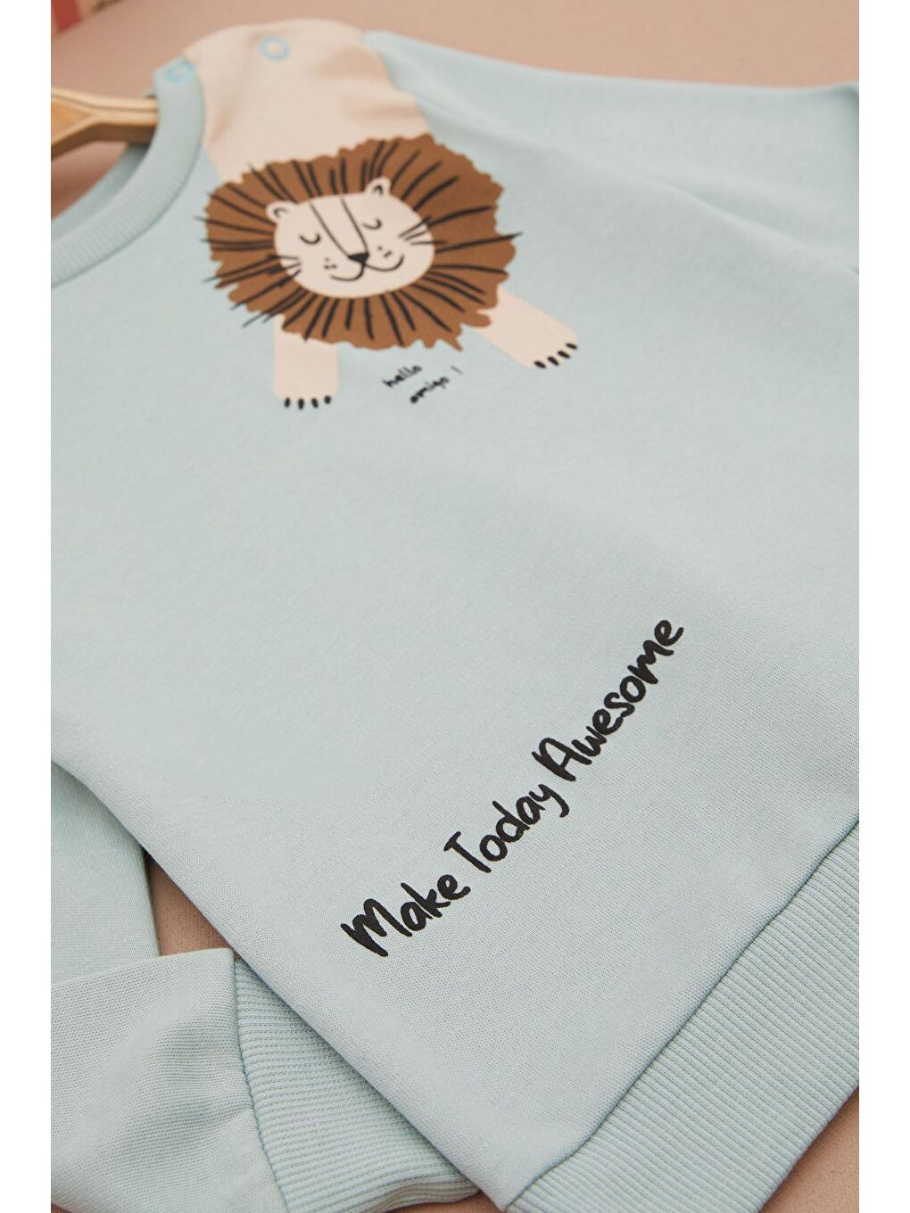 Yeşil Aslan Baskılı Yazılı Erkek Bebek Takımı 17398-2