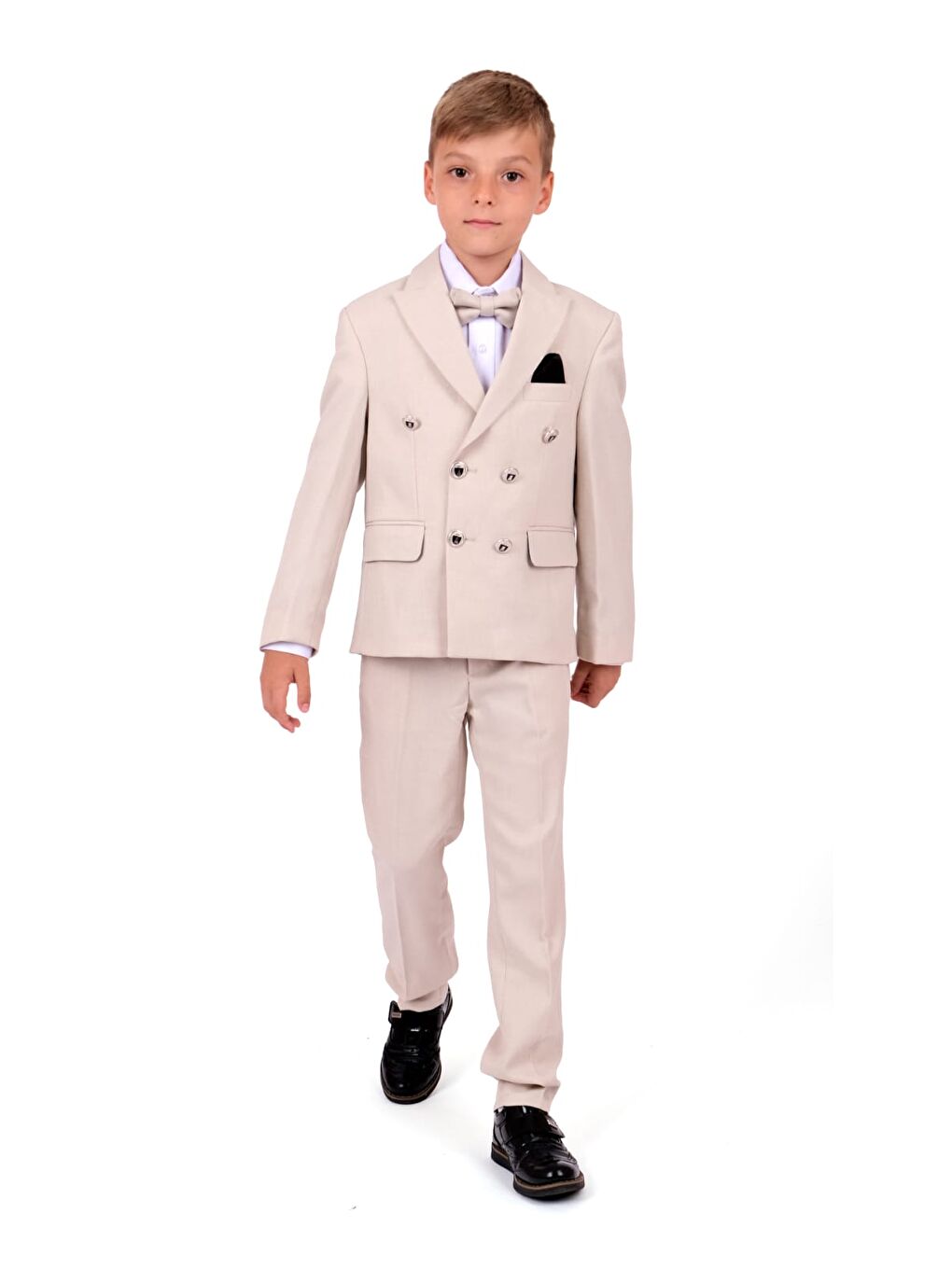 Bej Kruvaze İtalyan Kesim Montero Erkek Çocuk Takım Elbise MNK5689-5