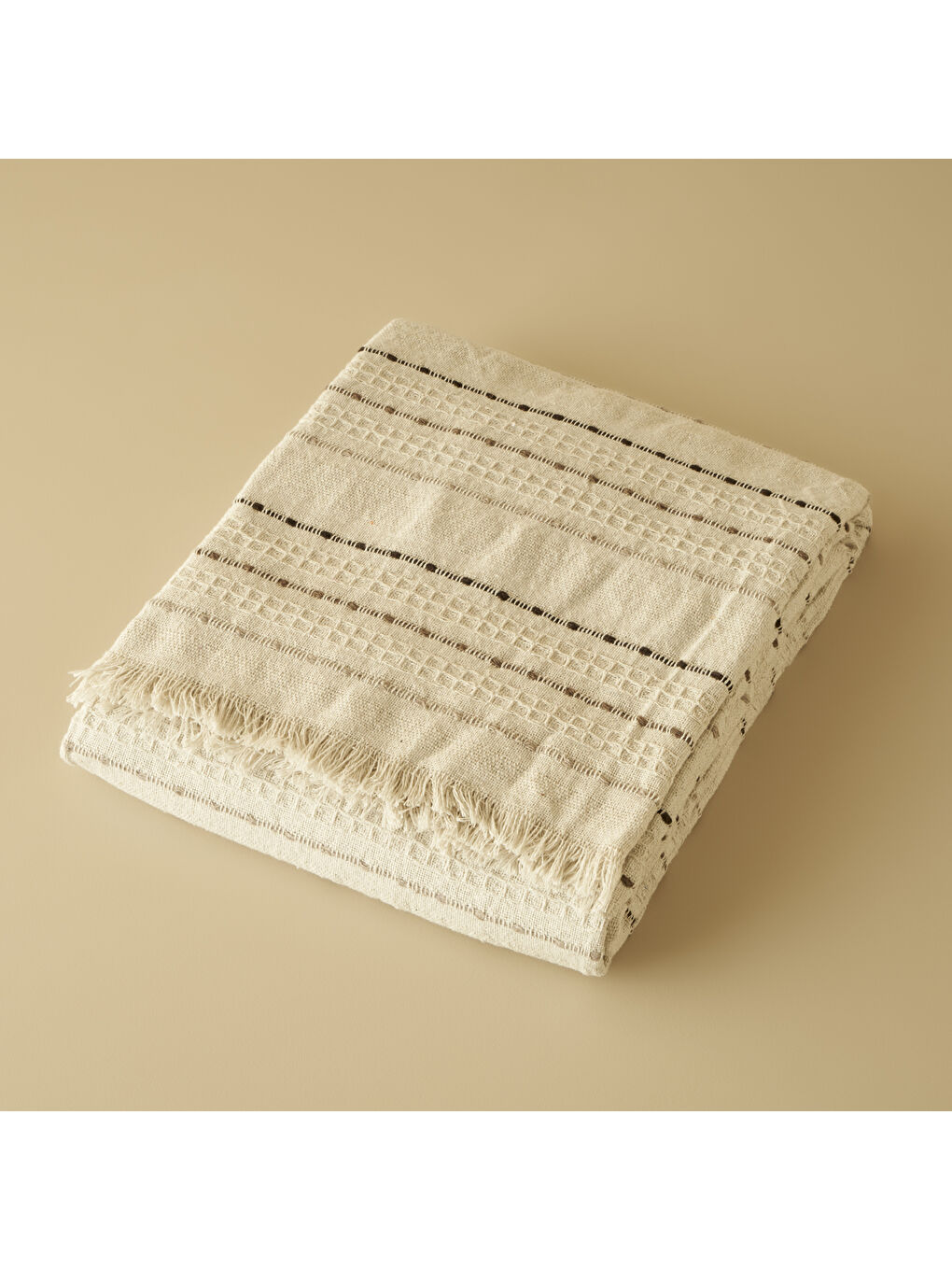 Alba Pamuklu Çift Kişilik Yatak Örtüsü Bej (200x230 cm)-5