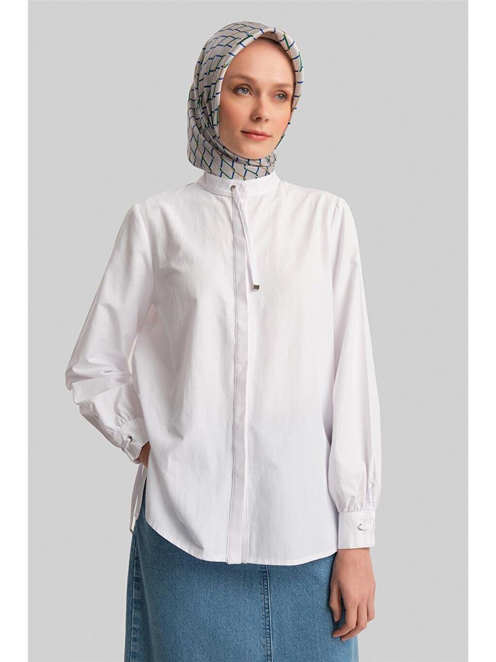 Biye Detaylı Gömlek 24Y3532 Beyaz-1
