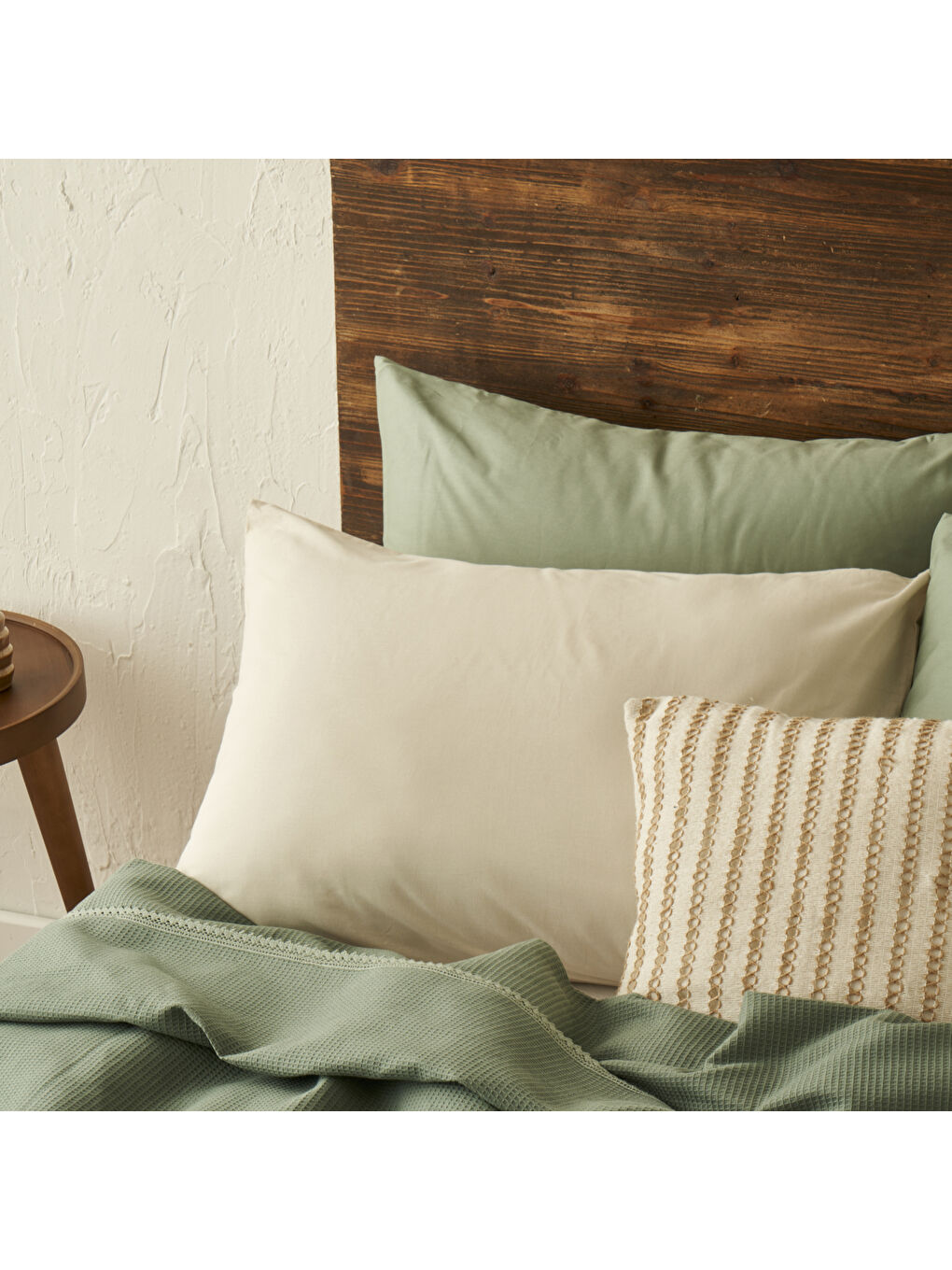 %100 Feel Pamuk Tek Kişilik Waffle Pike Haki (150x220 cm)-2