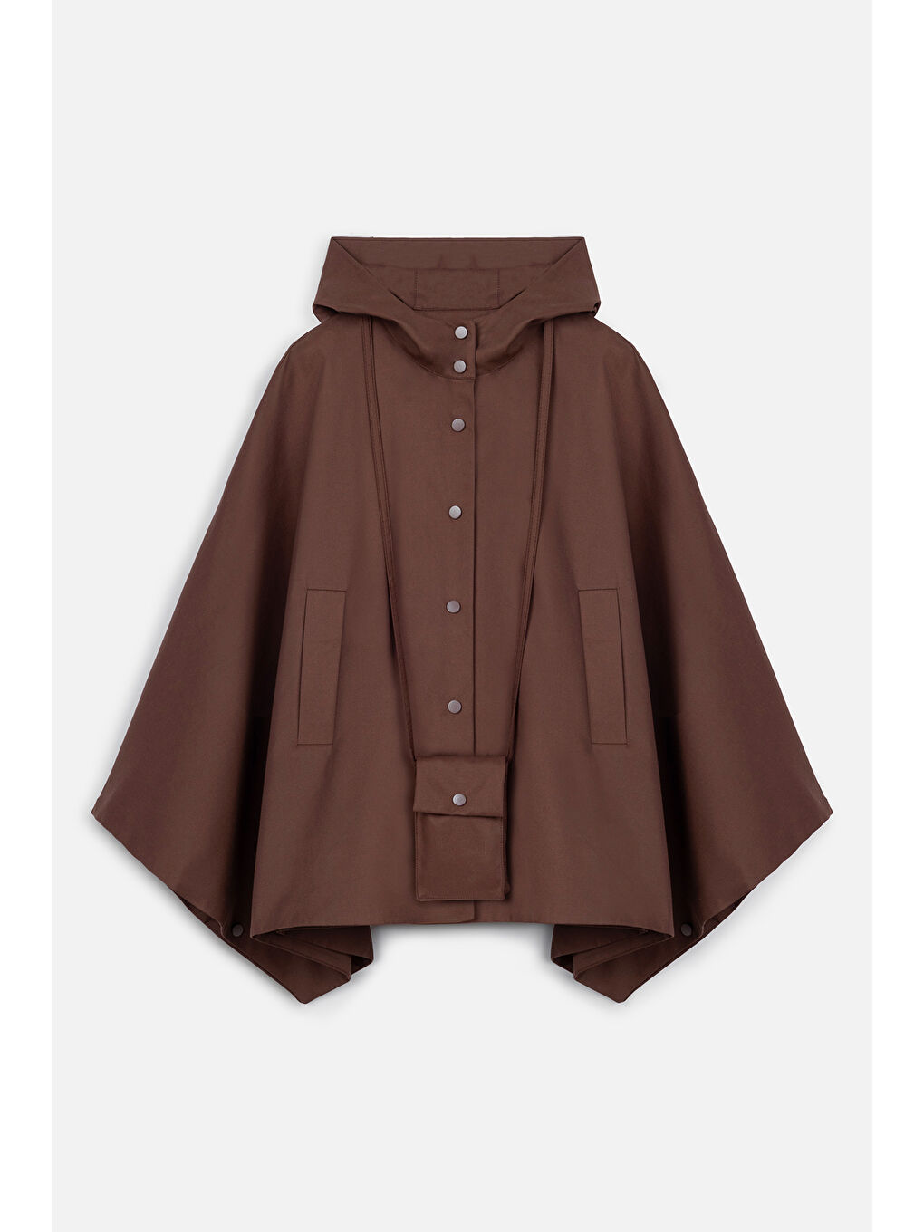 Çanta Detaylı Pelerin Trençkot Kahverengi-2