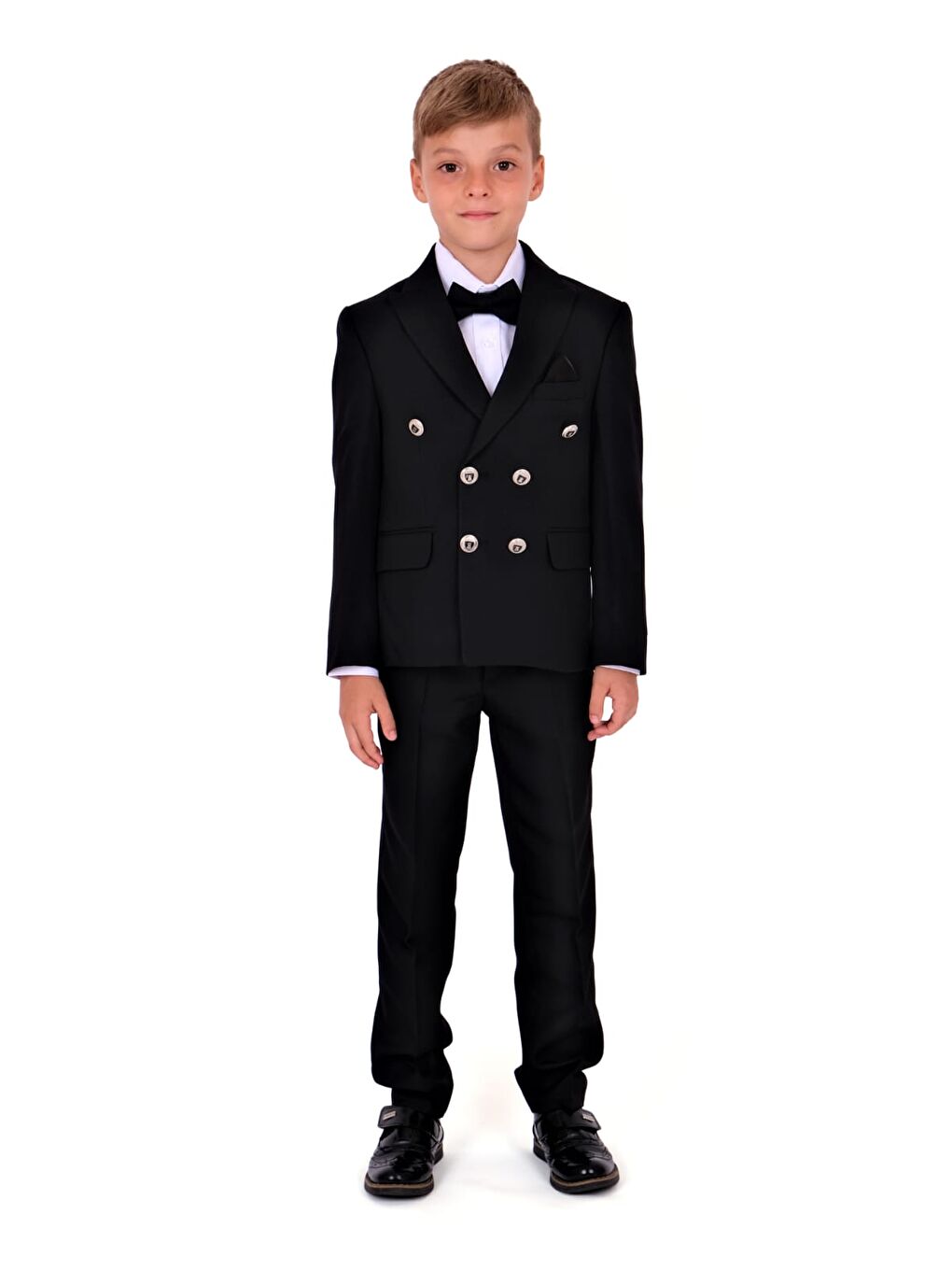 Siyah Kruvaze İtalyan Kesim Montero Erkek Çocuk Takım Elbise MNK5689-3