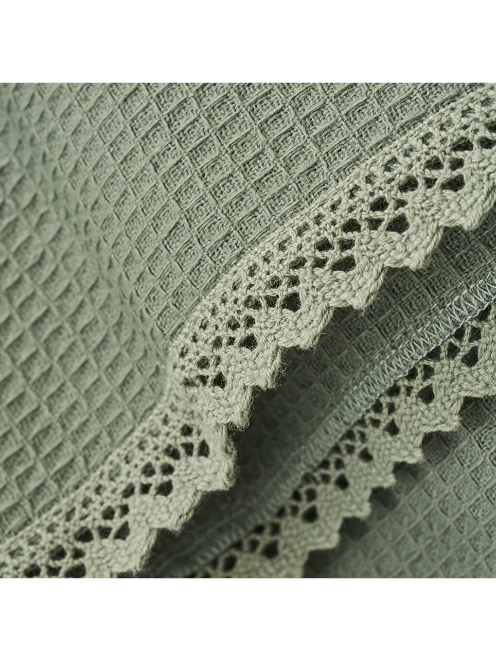 %100 Feel Pamuk Tek Kişilik Waffle Pike Haki (150x220 cm)-4