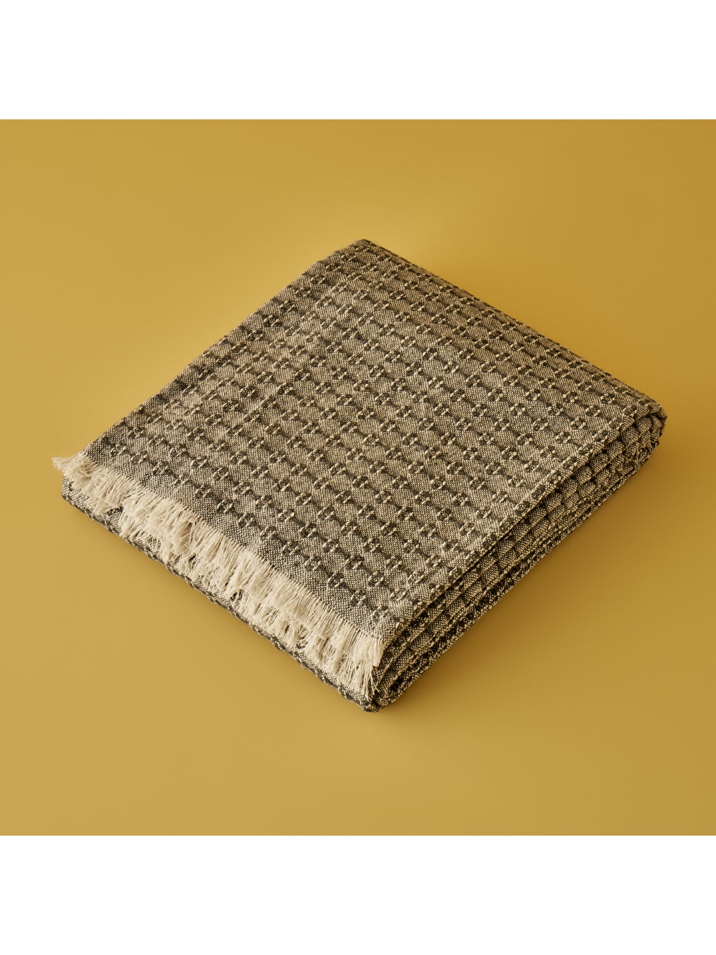 Gri Alisia Pamuklu Çift Kişilik Yatak Örtüsü Füme (200x230 cm)-5