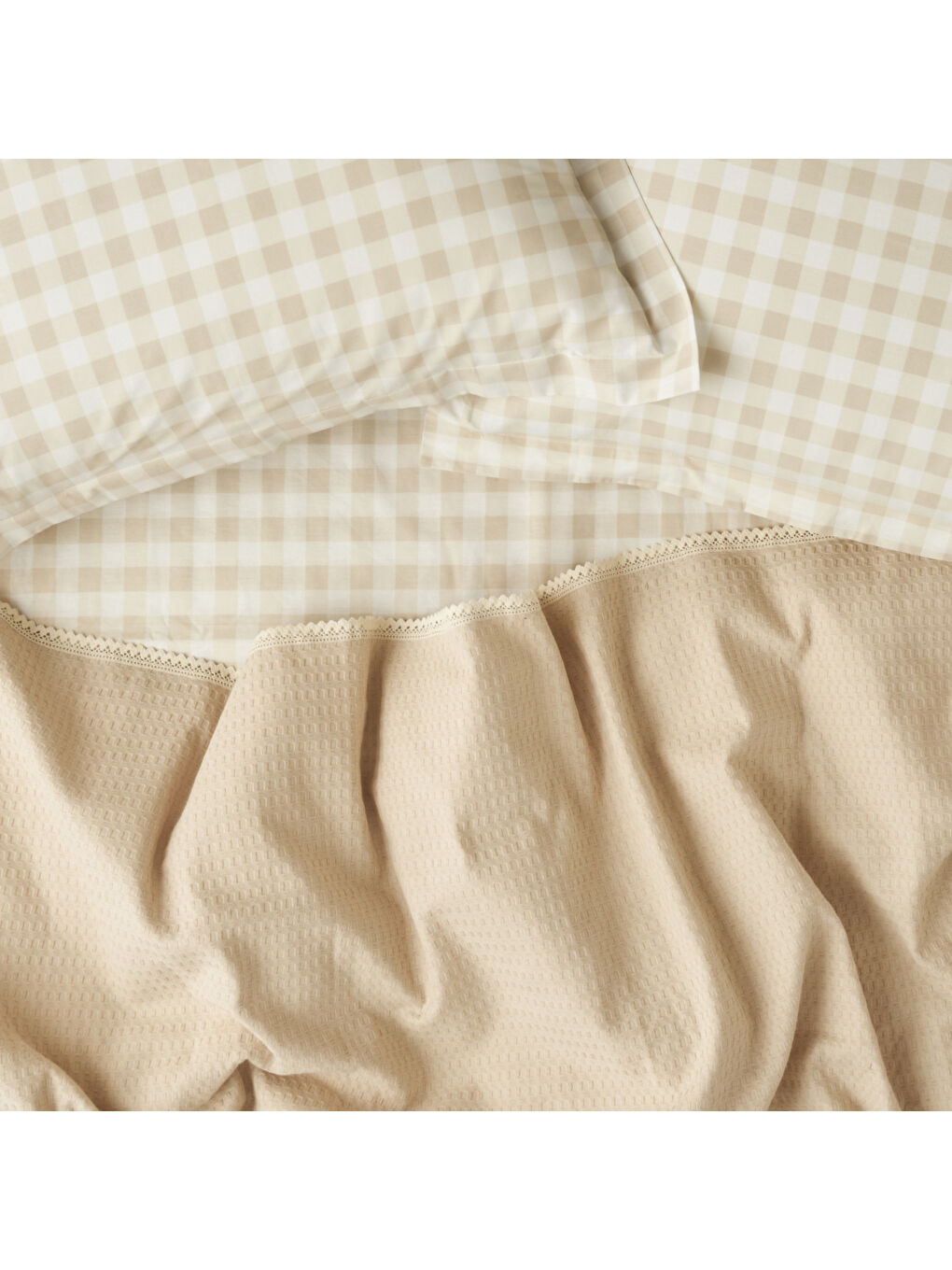 Pavia Pamuklu Çift Kişilik Pike Takımı Bej  (200x220 cm)-2