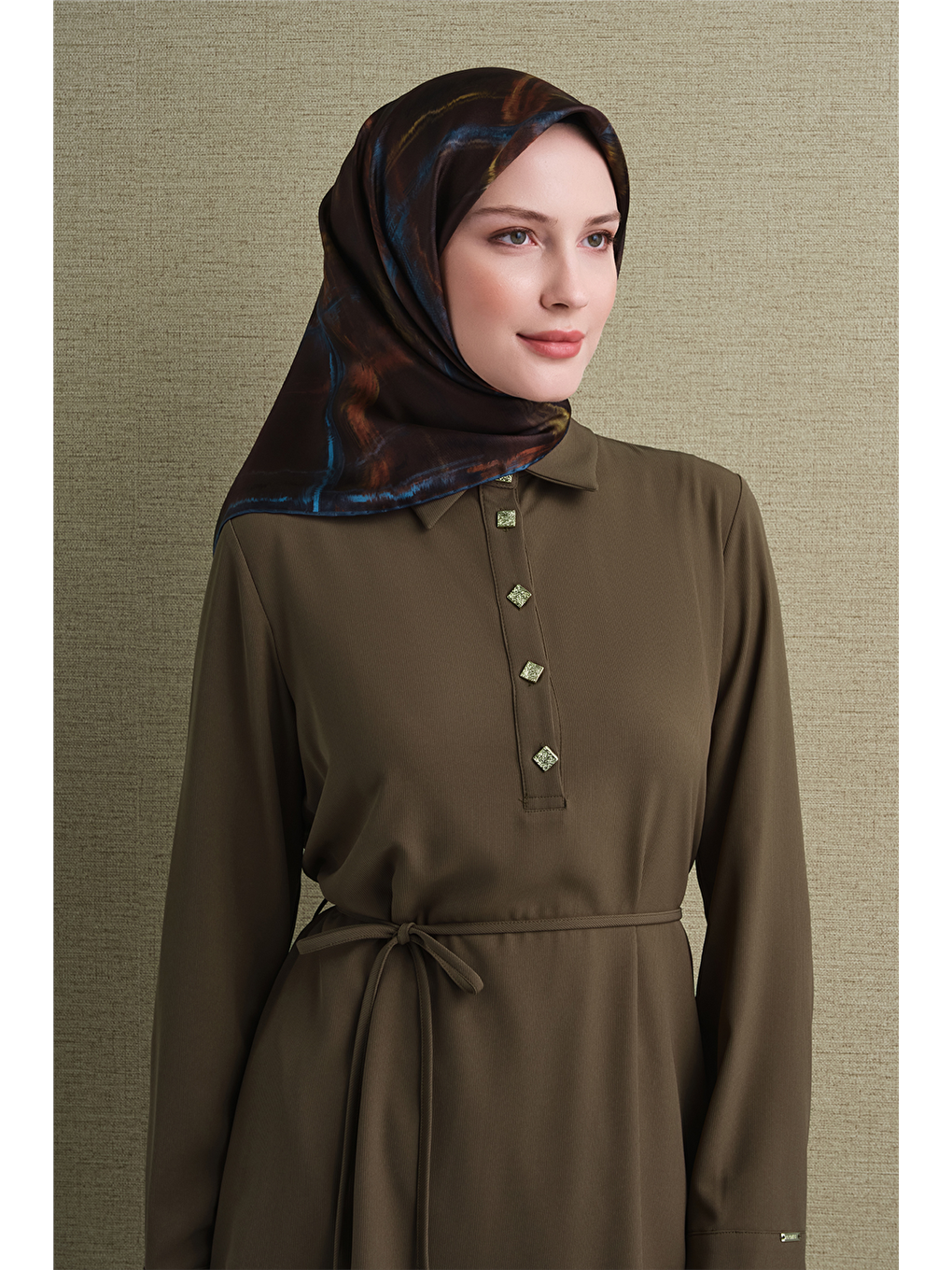 Kahverengi Saf İpek Twill Eşarp 9602d 33-1