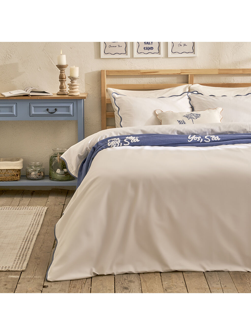 %100 Pamuk Saten Scallop King Size Nevresim Takımı Beyaz (240x220 cm)