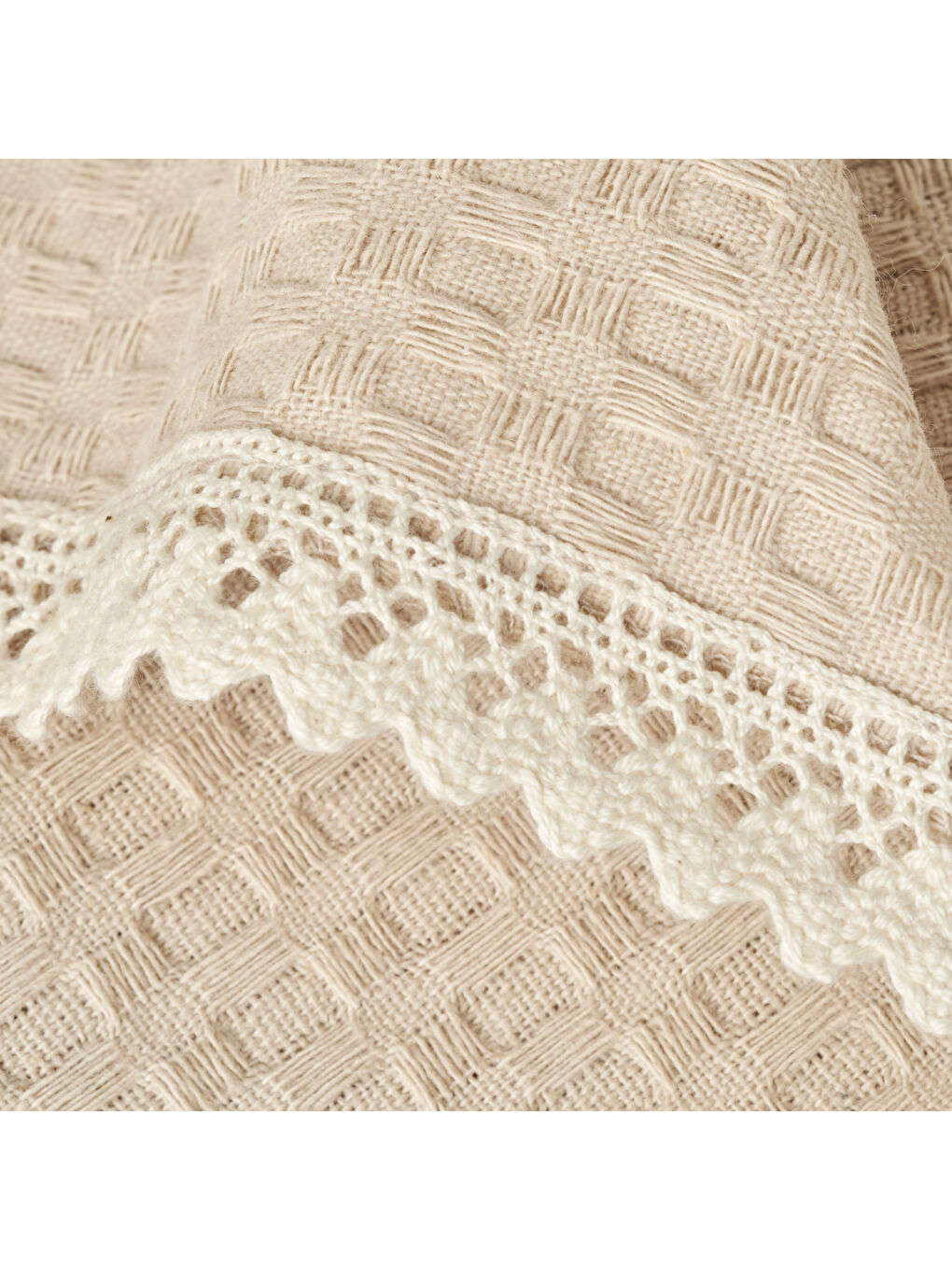 Pavia Pamuklu Çift Kişilik Pike Takımı Bej  (200x220 cm)-5