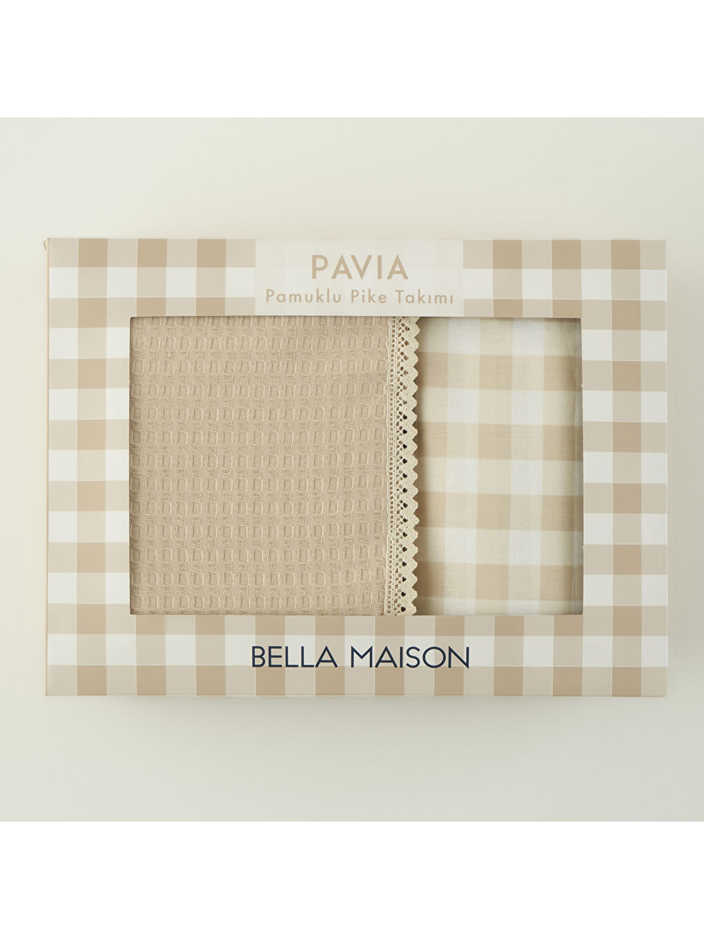 Pavia Pamuklu Çift Kişilik Pike Takımı Bej  (200x220 cm)-6