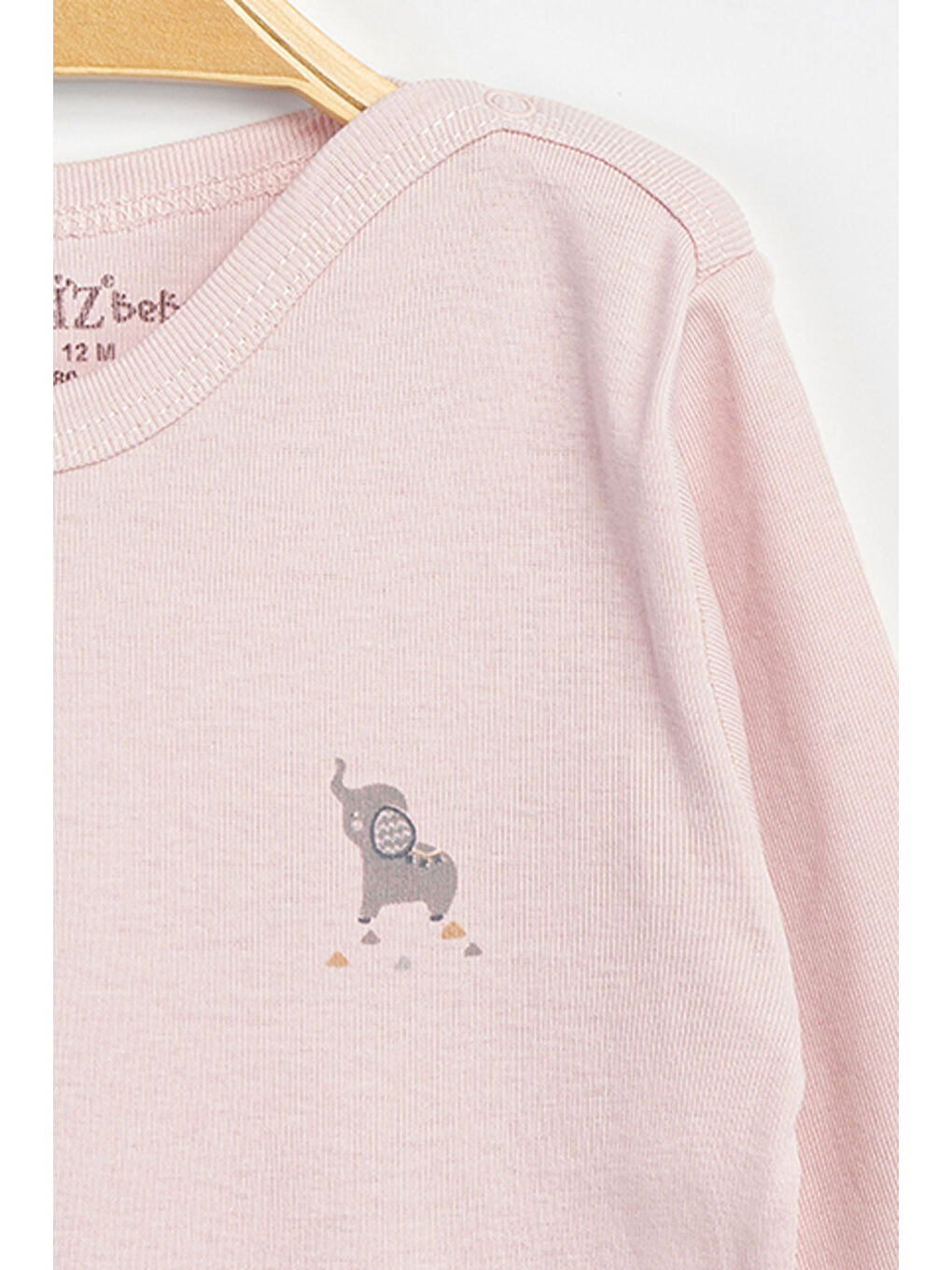 Pembe Erkek Kız Bebek Çıtçıtlı % 100 Pamuk Body & Zıbın 12 Ay - 36 Ay-2