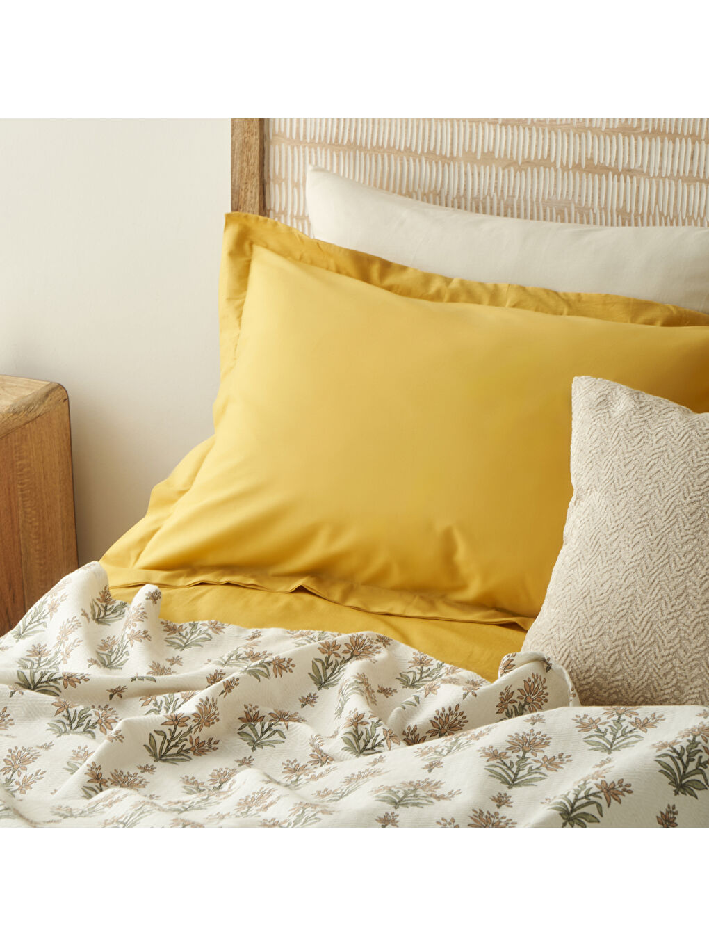 Sarı Carmen Pamuklu Çift Kişilik Pike Takımı Hardal (200x220 cm)-3