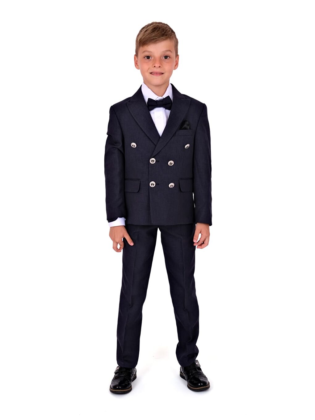 Lacivert Kruvaze İtalyan Kesim Montero Erkek Çocuk Takım Elbise MNK5689-5