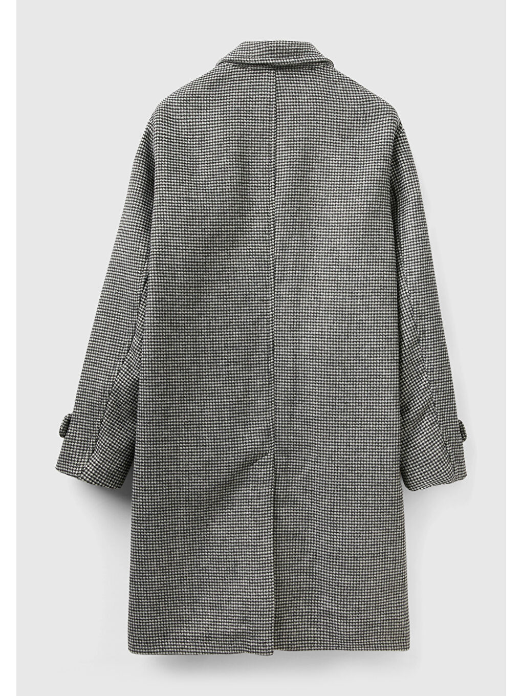 Erkek Bej Yün Karişimli Ekoseli Palto-3