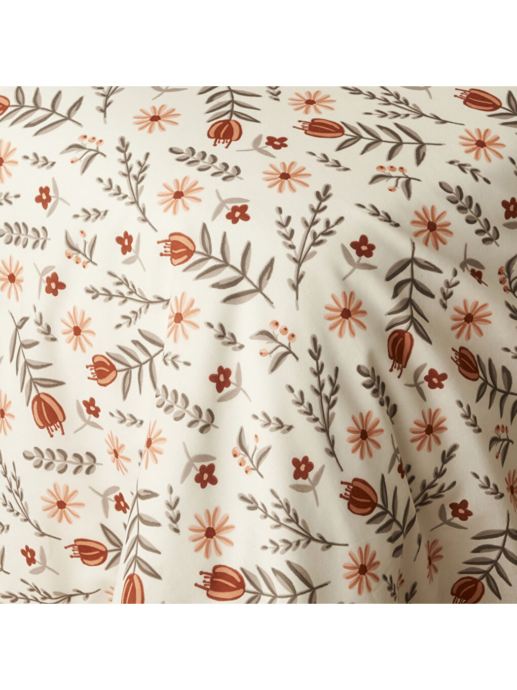 Kahverengi Florian Pamuklu Tek Kişilik Nevresim Seti Kiremit (160x220 cm)-3