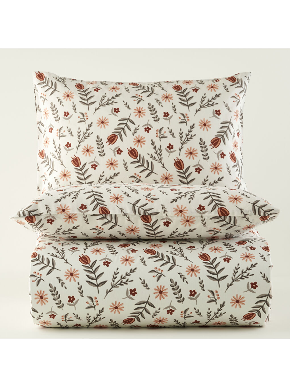 Kahverengi Florian Pamuklu Tek Kişilik Nevresim Seti Kiremit (160x220 cm)-5