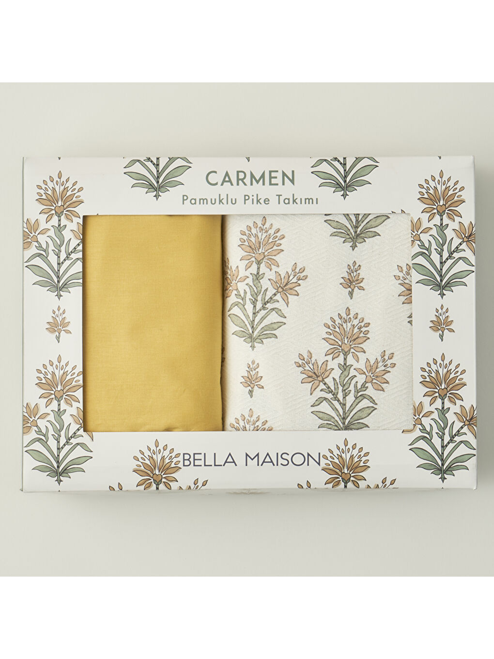 Sarı Carmen Pamuklu Çift Kişilik Pike Takımı Hardal (200x220 cm)-6