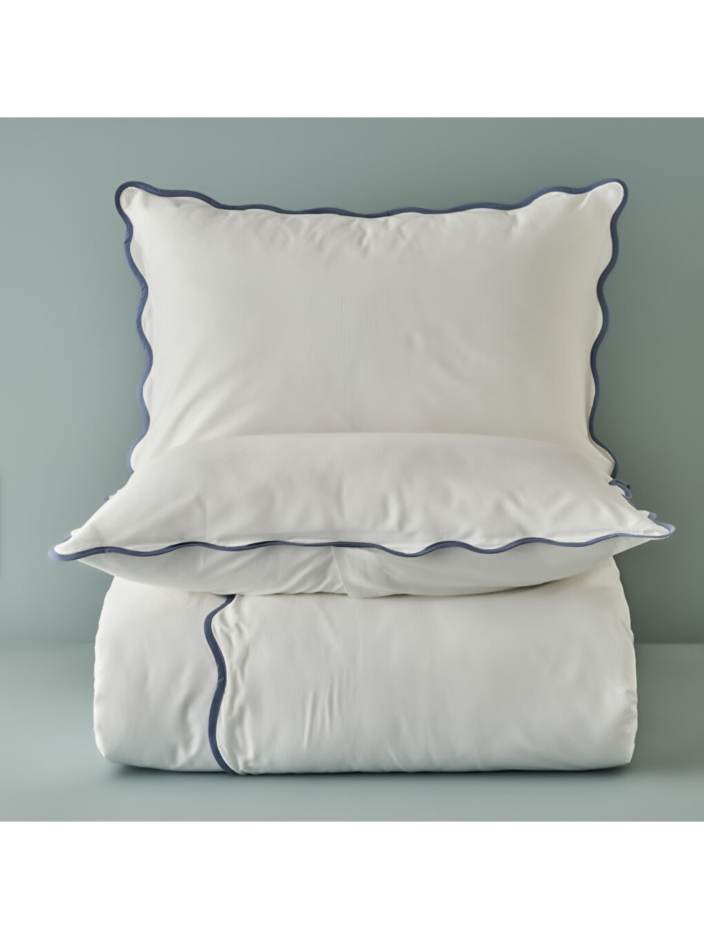 %100 Pamuk Scallop Çift kişilik Nevresim Takımı Beyaz (200x220 cm)-4
