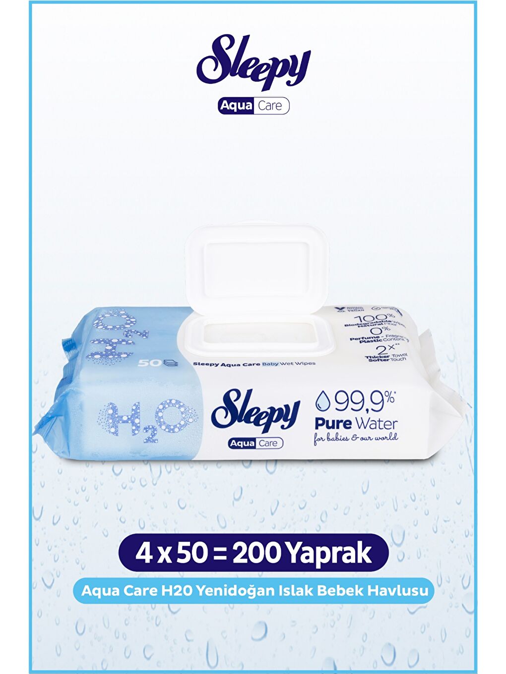 AquaCare H2O Yenidoğan Islak Bebek Havlusu 4X50