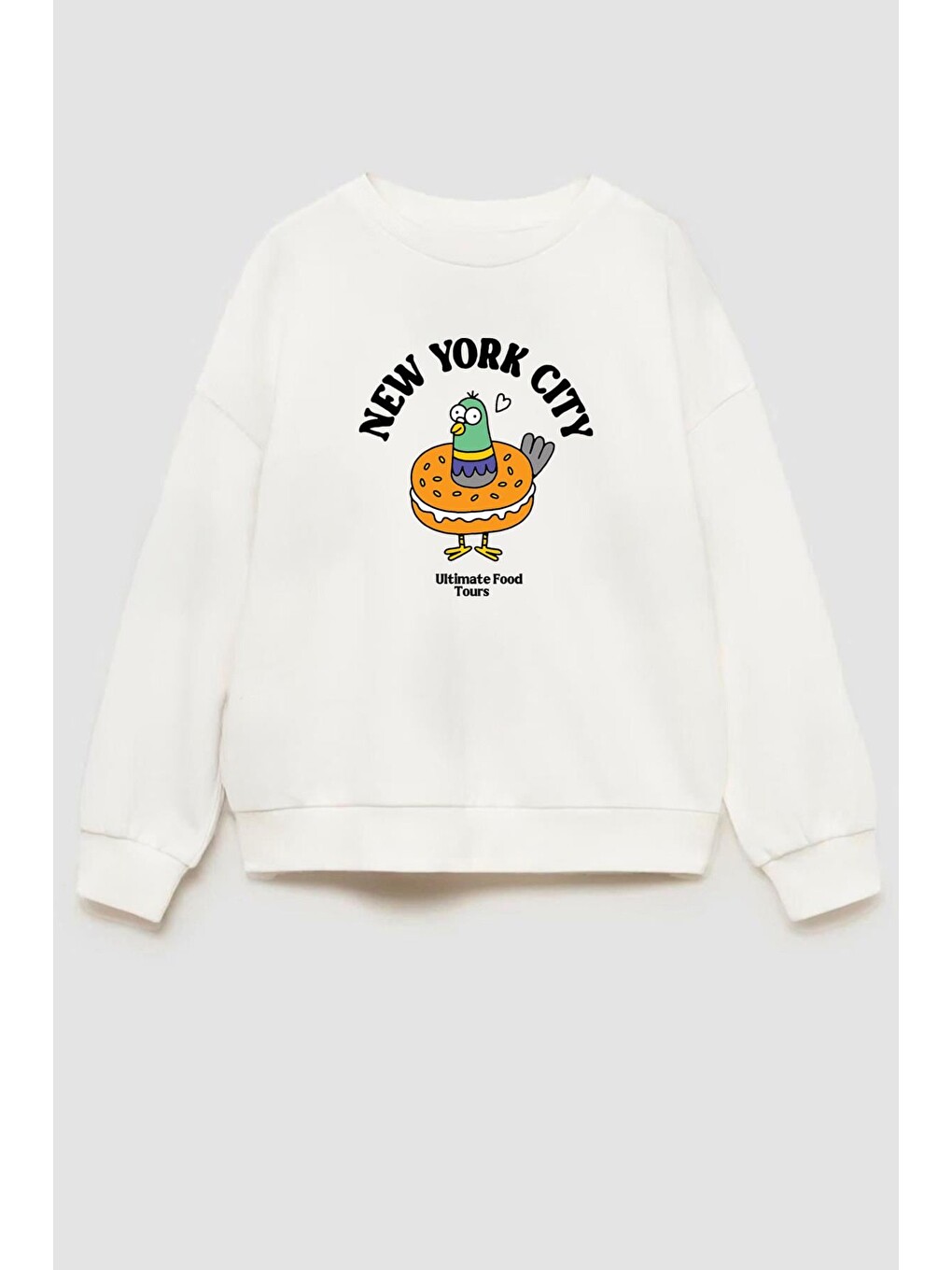 Ekru Erkek Çocuk Baskılı 3 İplik Kumaş Pamuklu Sweatshirt