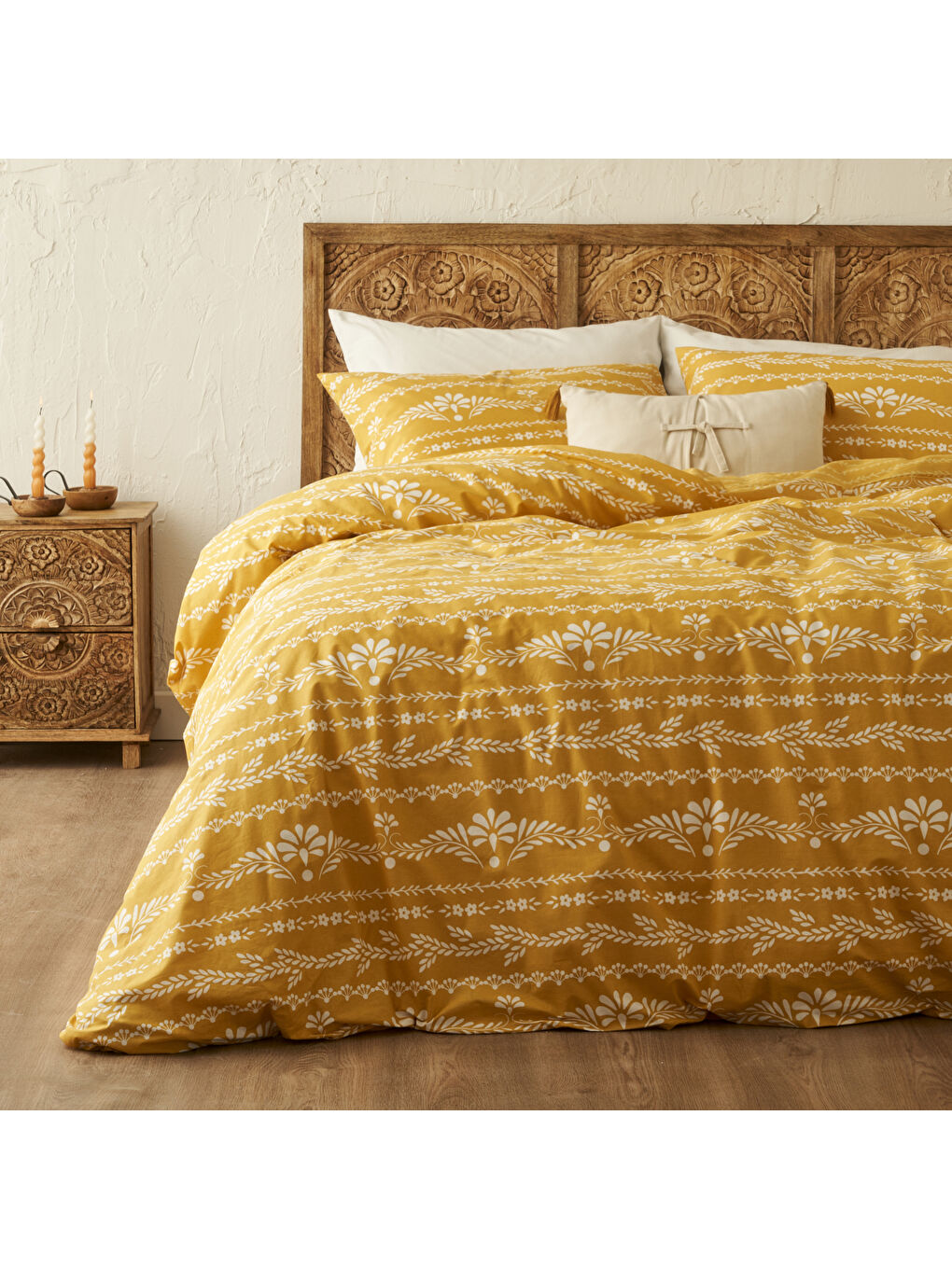 Sarı %100 Pamuk Ranforce Blessing Çift Kişilik Nevresim Seti Hardal (200x220 cm)