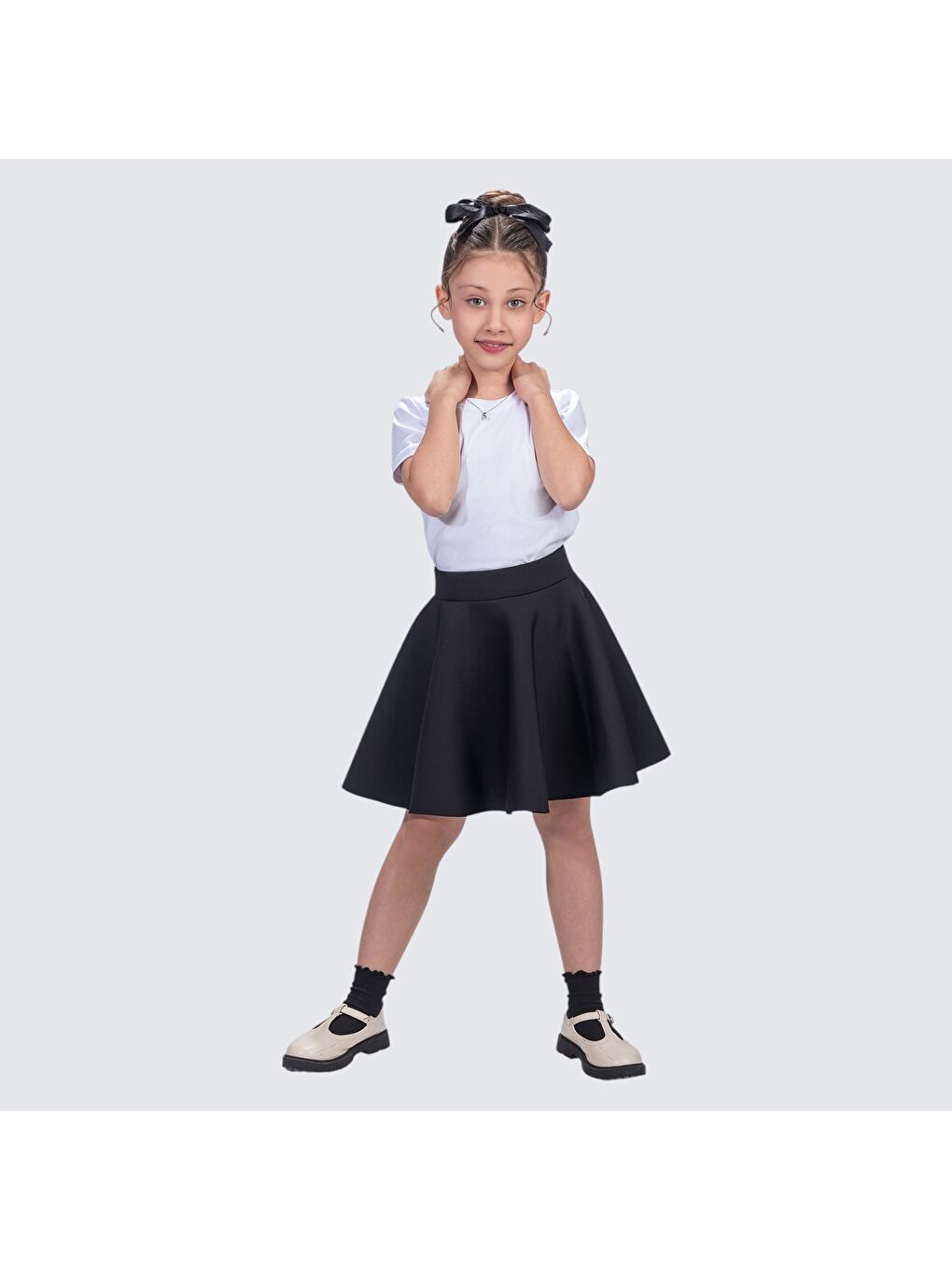 Siyah Scuba 23 Nisan Kız Çocuk Kloş Etek MNK0565